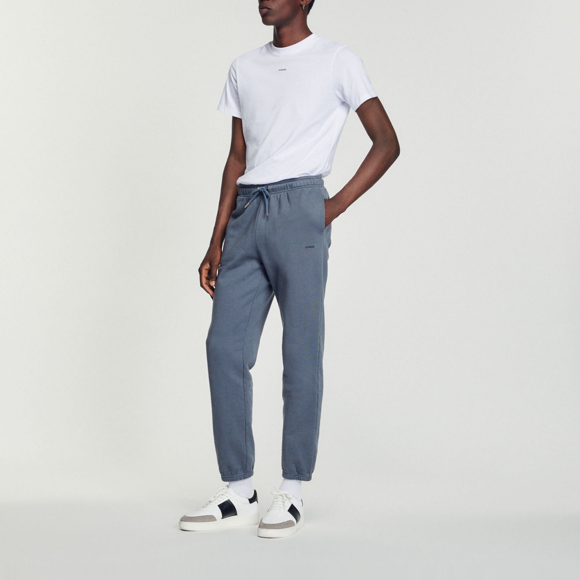 Embroidered fleece jogging bottoms
