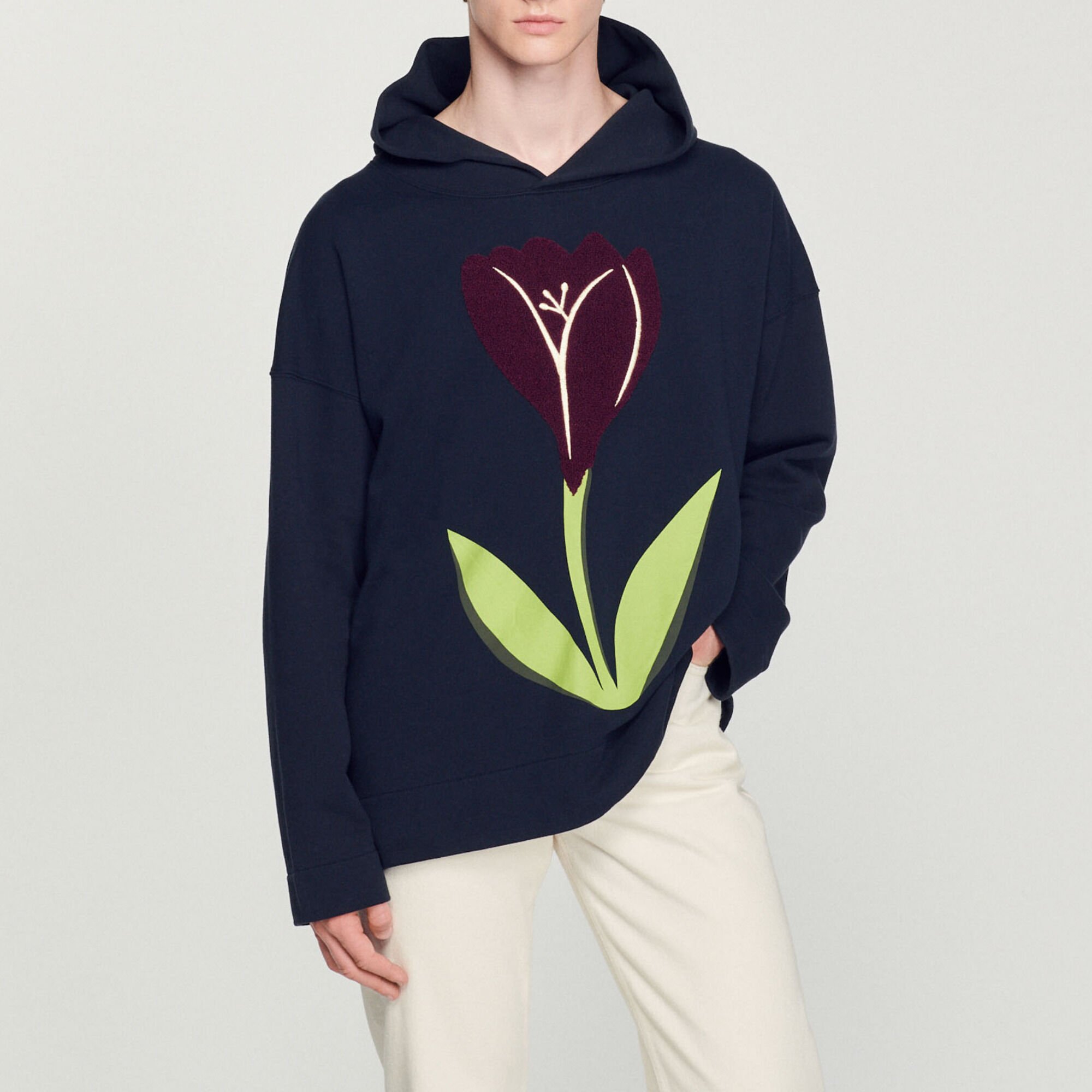 Embroidered tulip hoodie