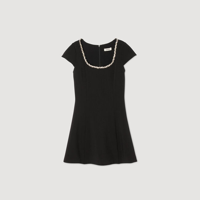 Short dress with rhinestone collar