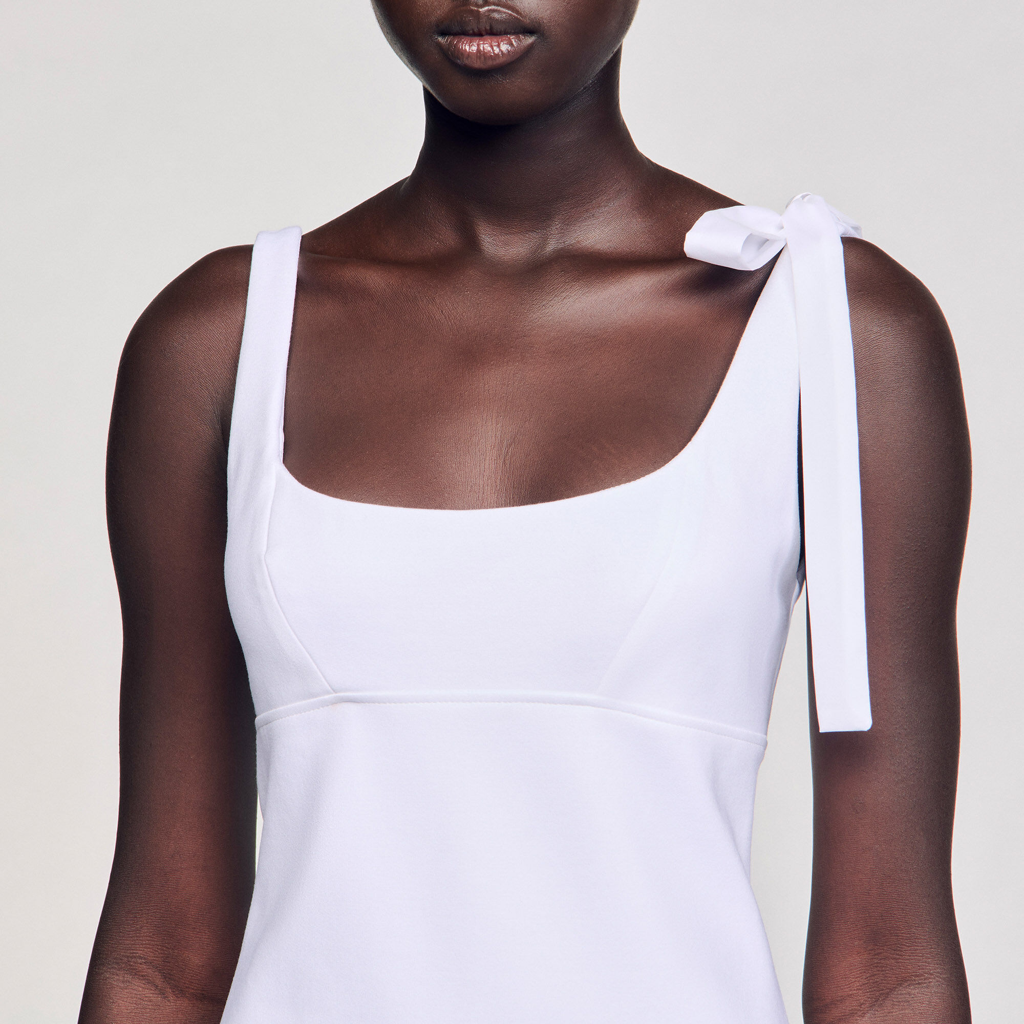 Dual-material short dress