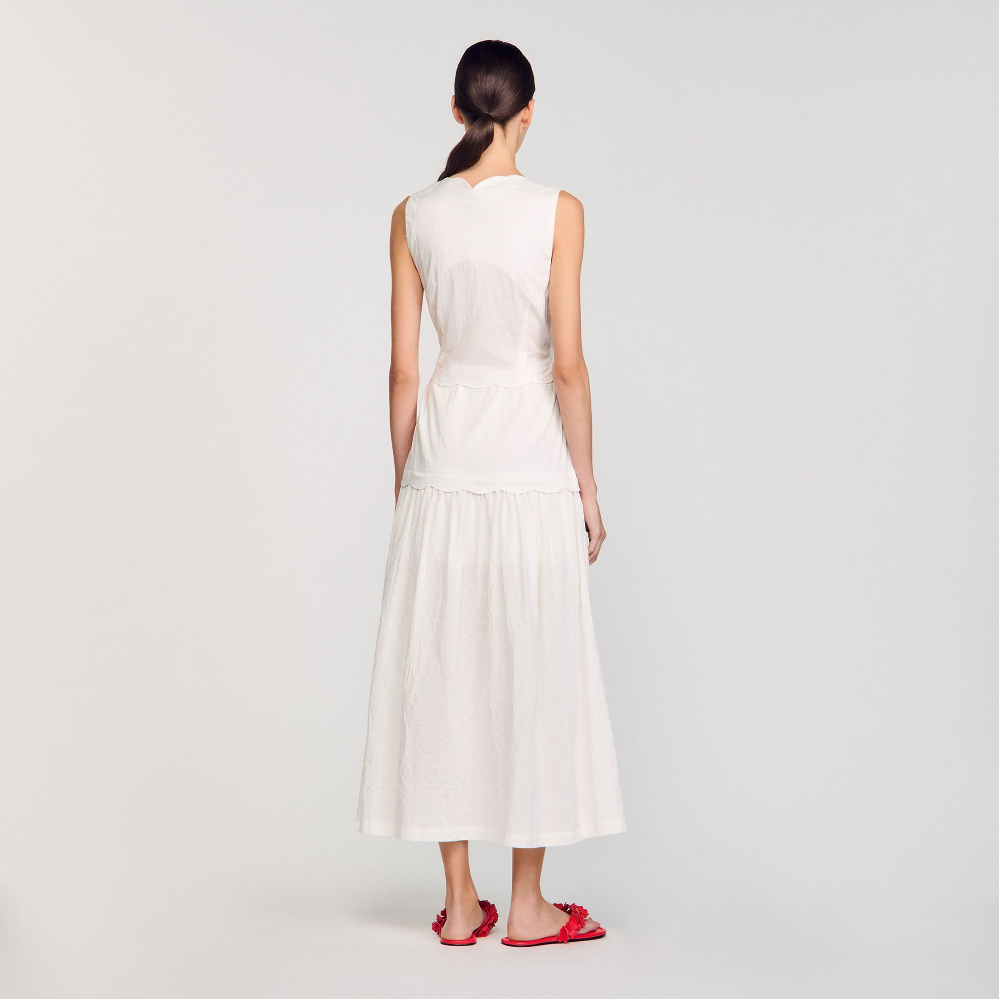 Crinkled maxi dress with bow