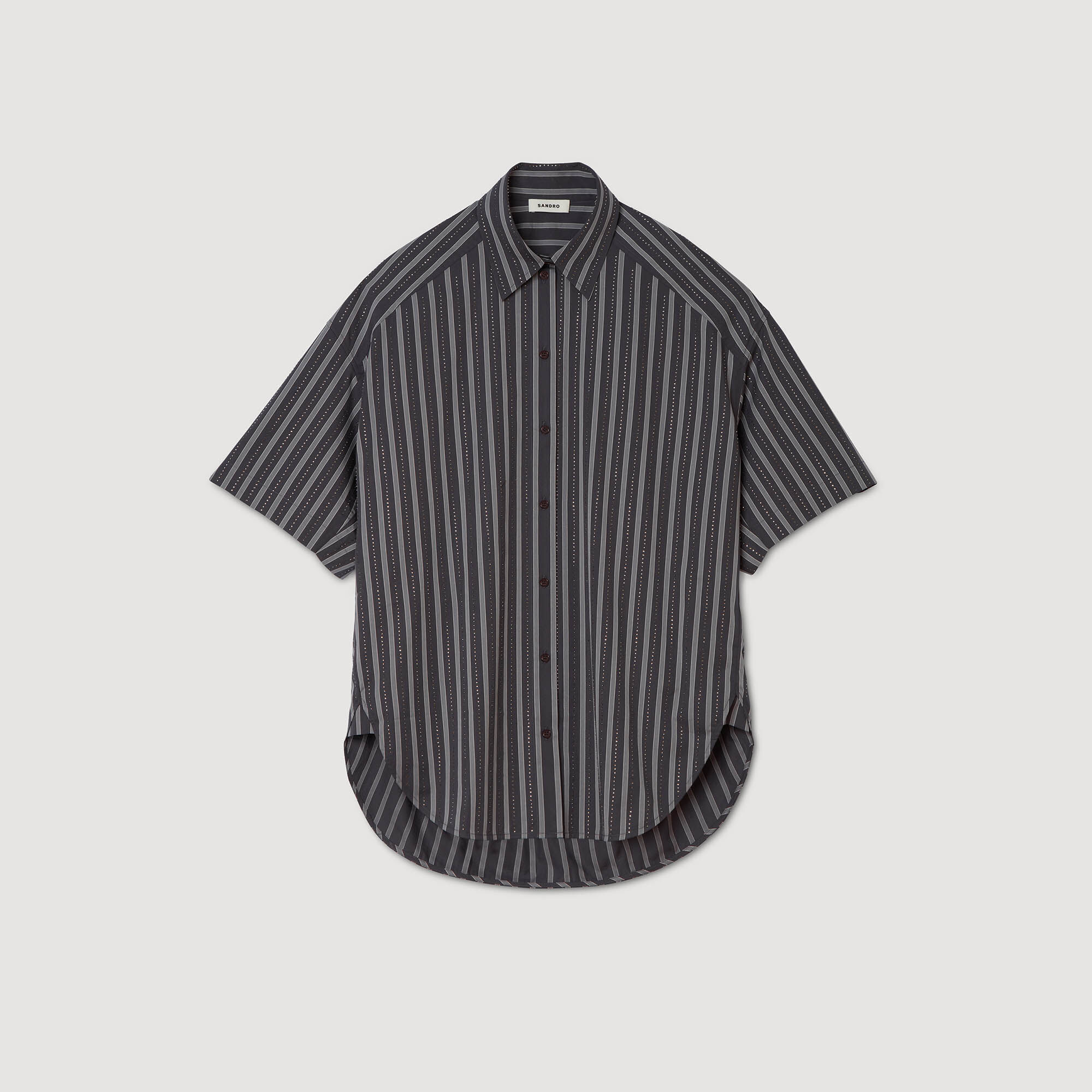 Oversized striped rhinestone shirt