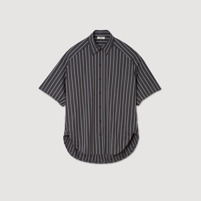 Oversized striped rhinestone shirt