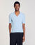 Rib knit polo shirt