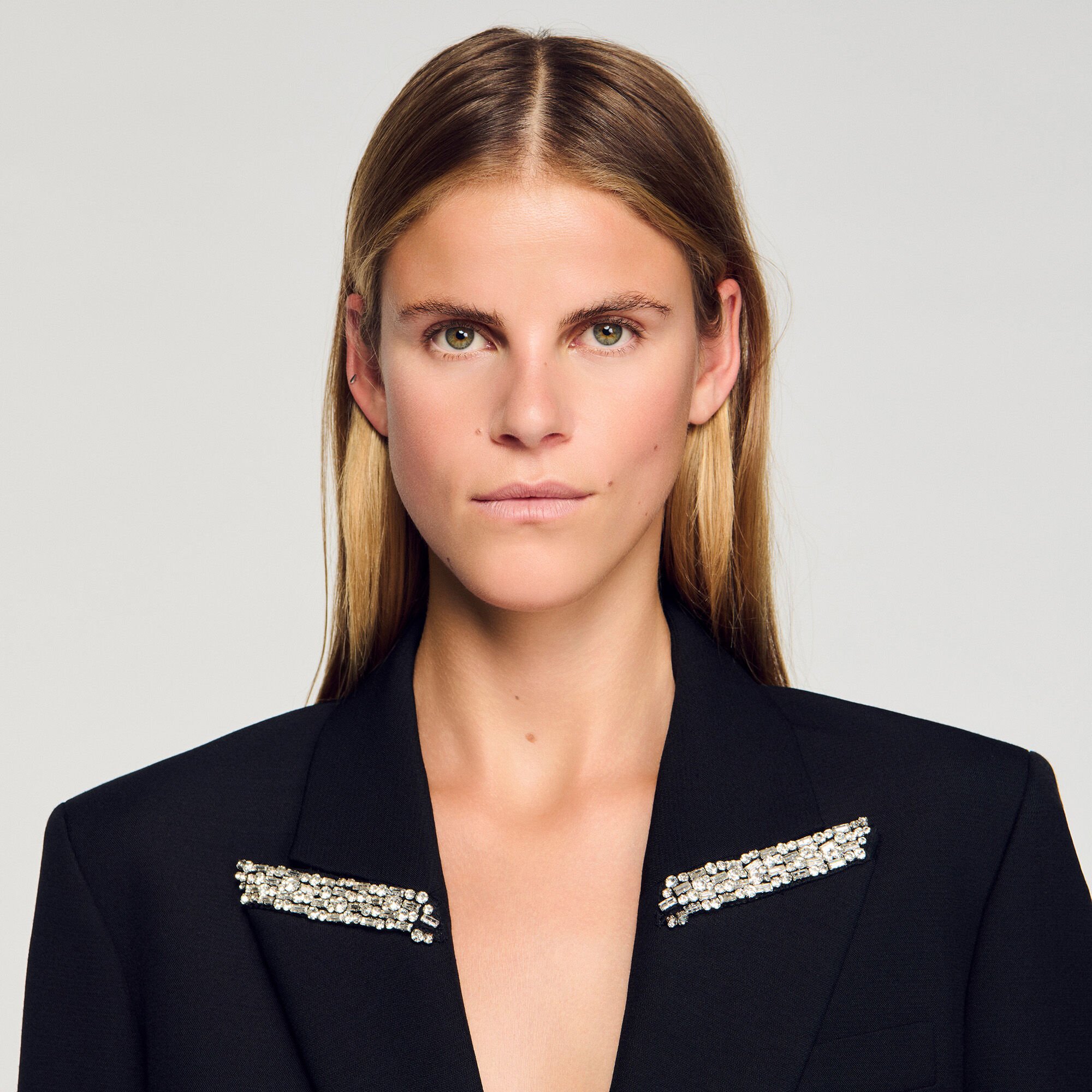 Jacket with rhinestone collar Jacket with rhinestone collar