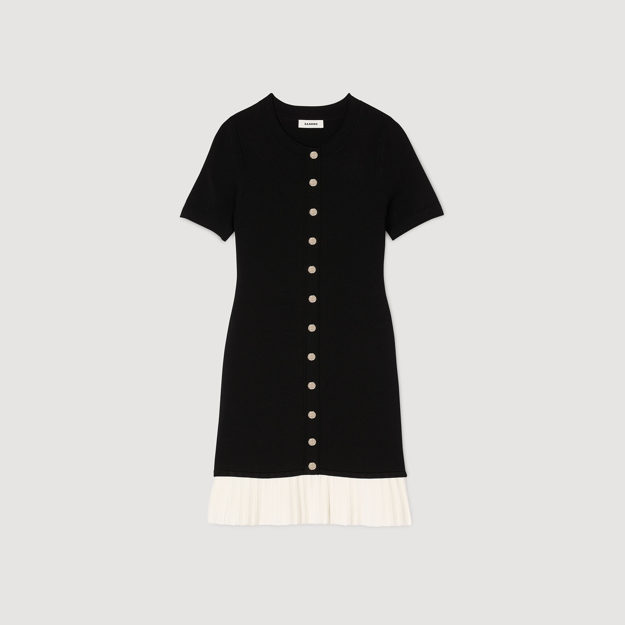 Short knit dress with ruffle