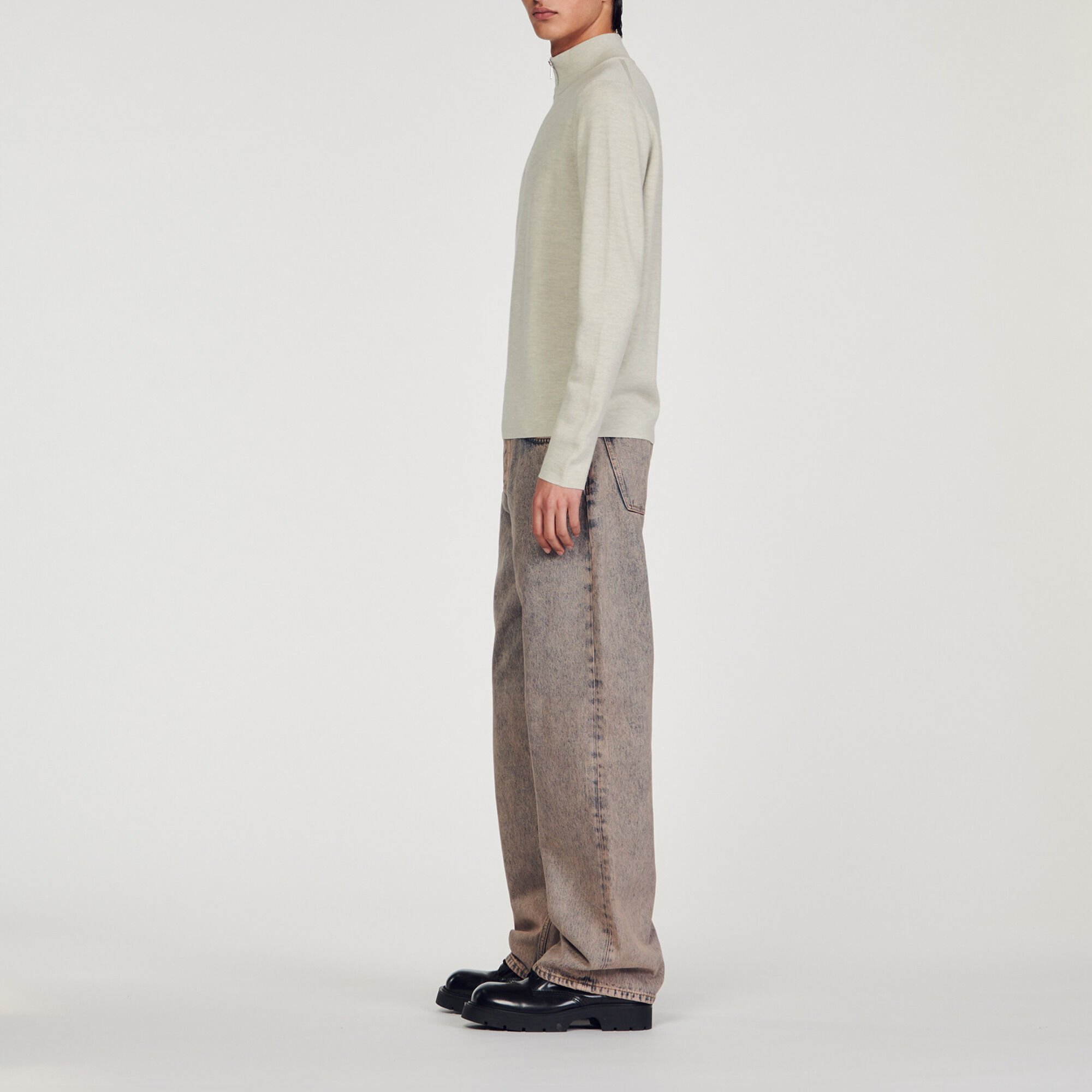 Wool jumper with zip collar