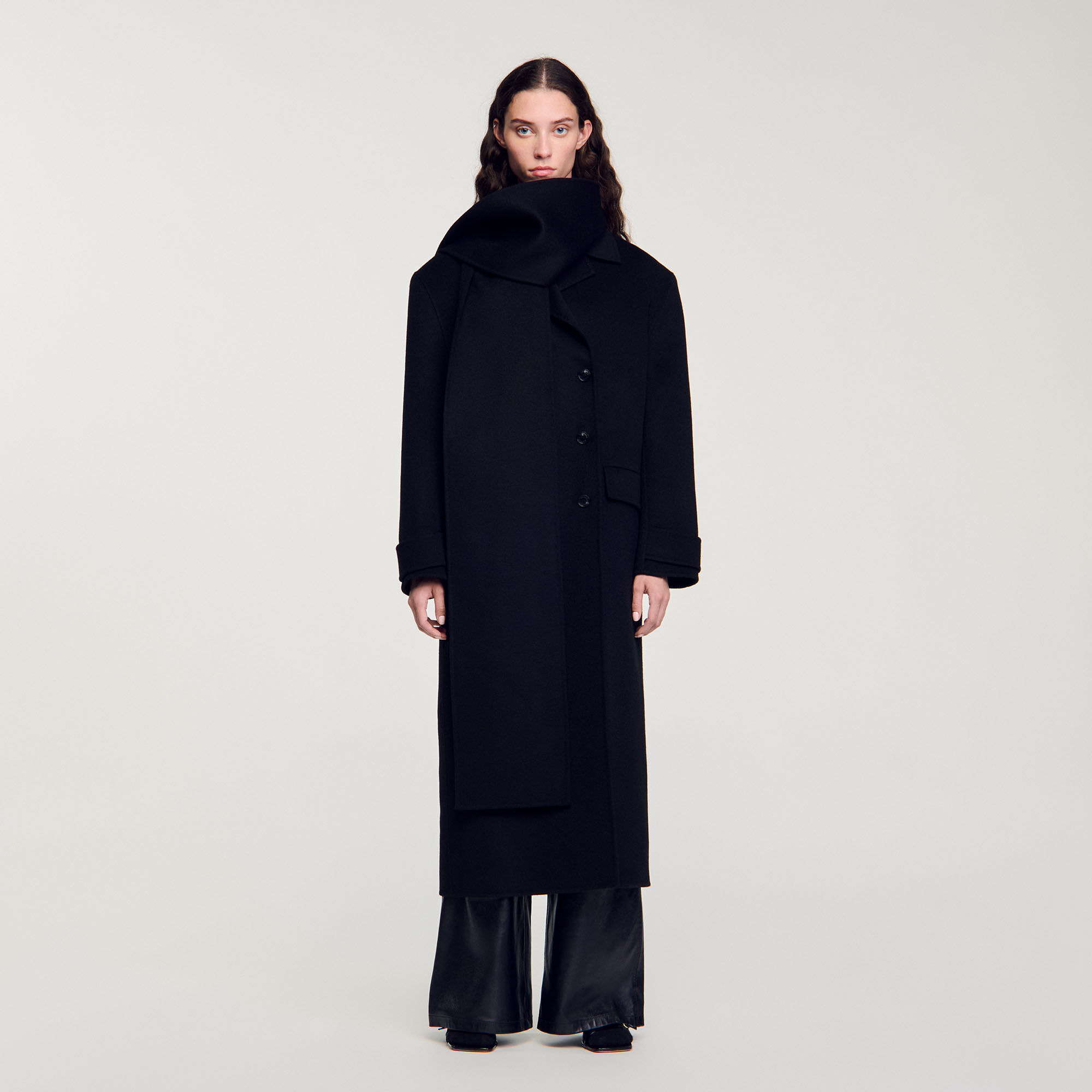 Wool long black coat outlet