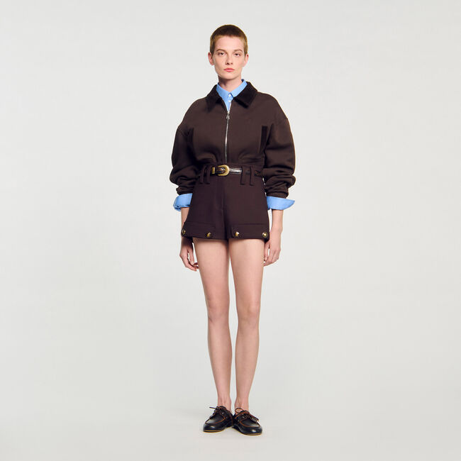 Cropped dual-fabric sweatshirt