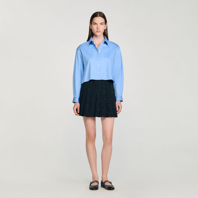 Short tweed pleated skirt