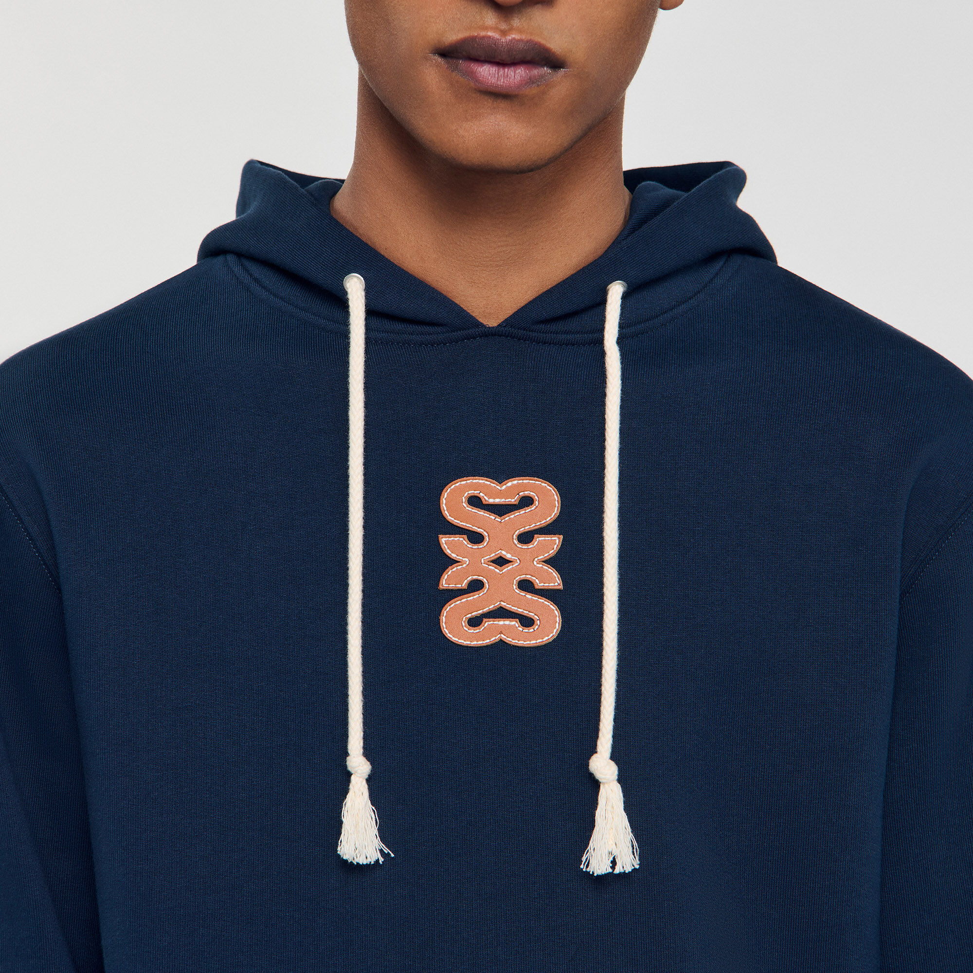 Leather patch sweatshirt