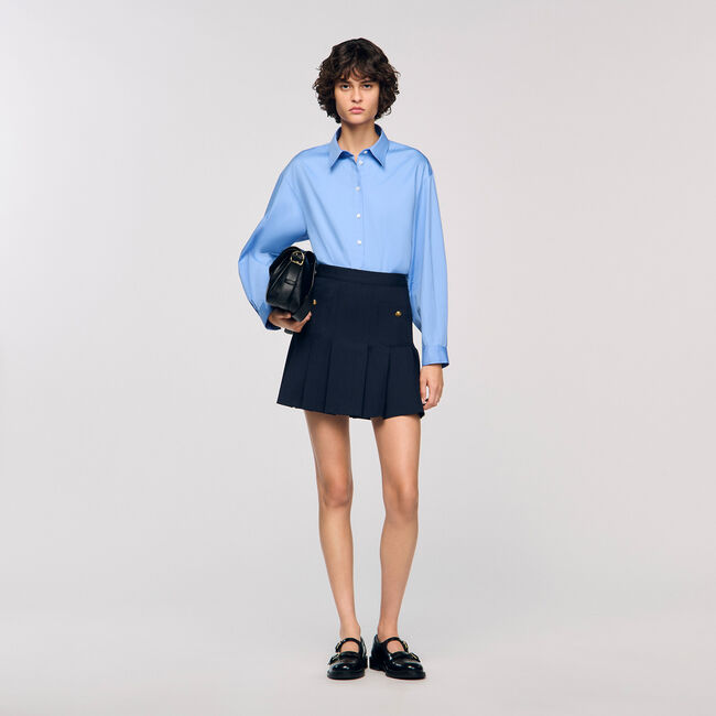 Short striped pleated skirt