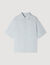 Pleated shirt with shark collar
