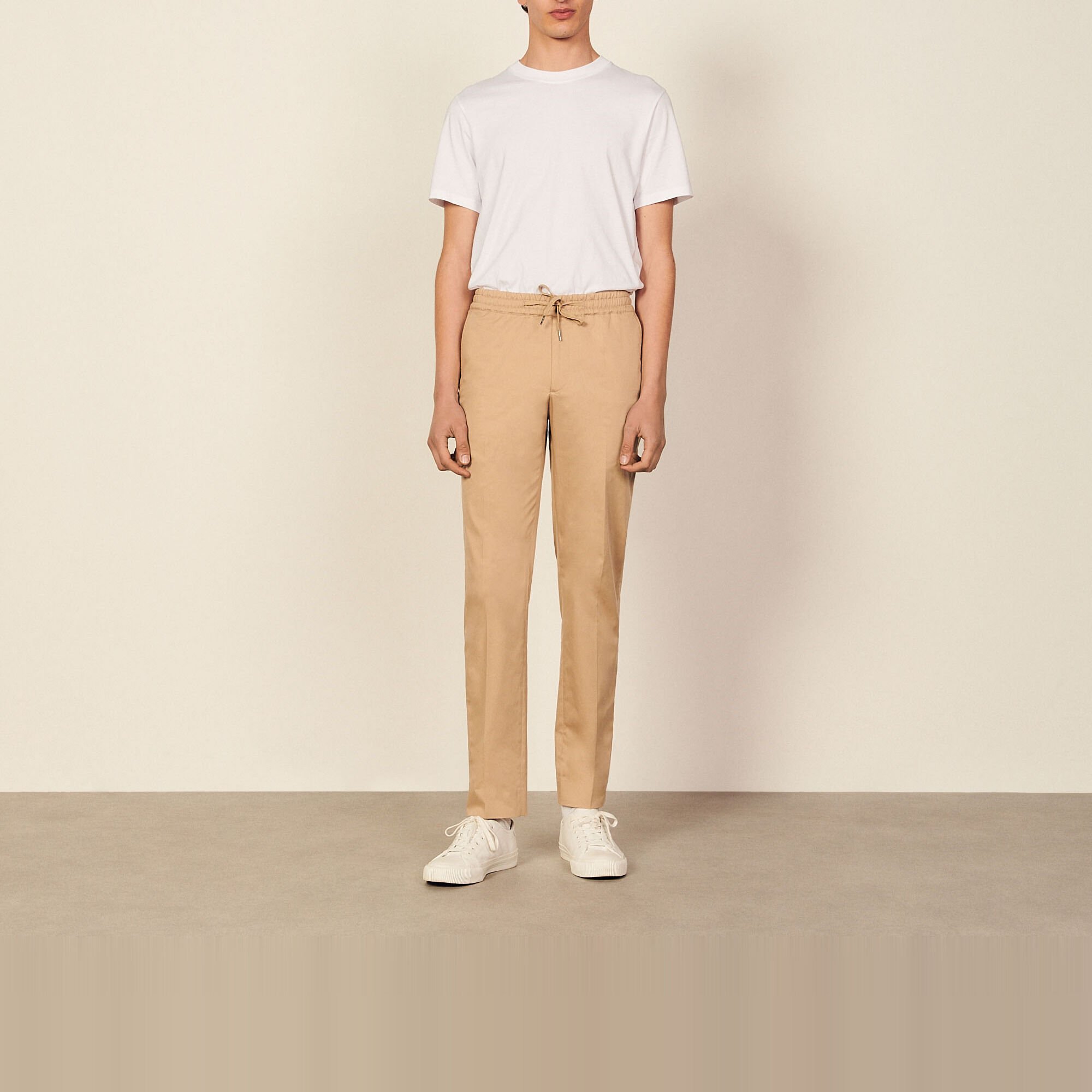 Cotton carrot-fit trousers