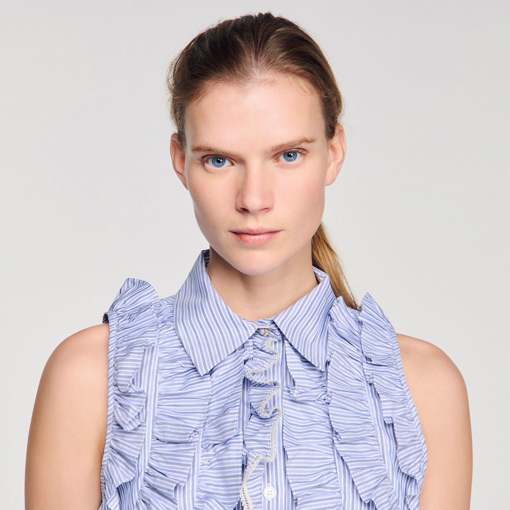 Ruffled striped shirt