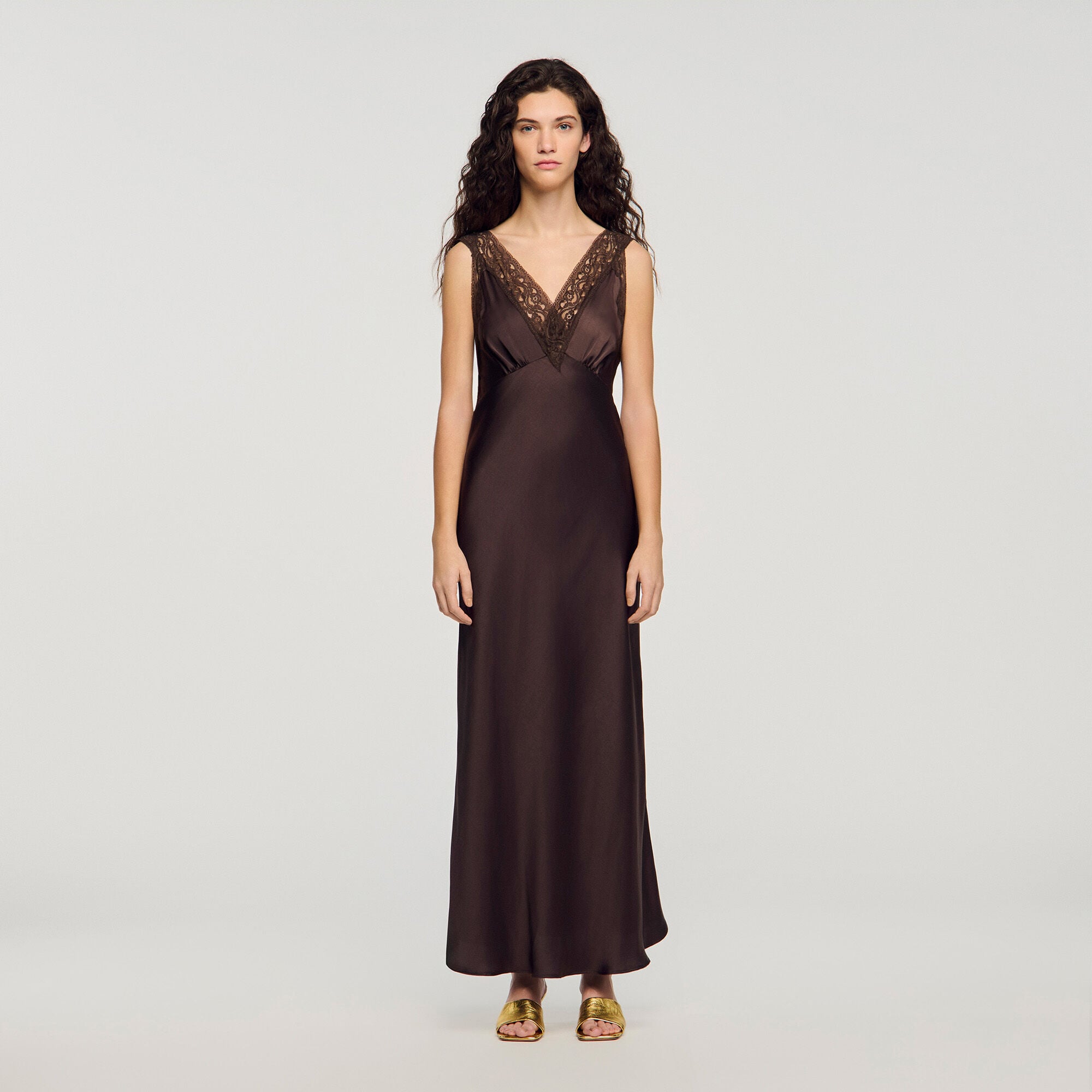 Lace collar maxi dress
