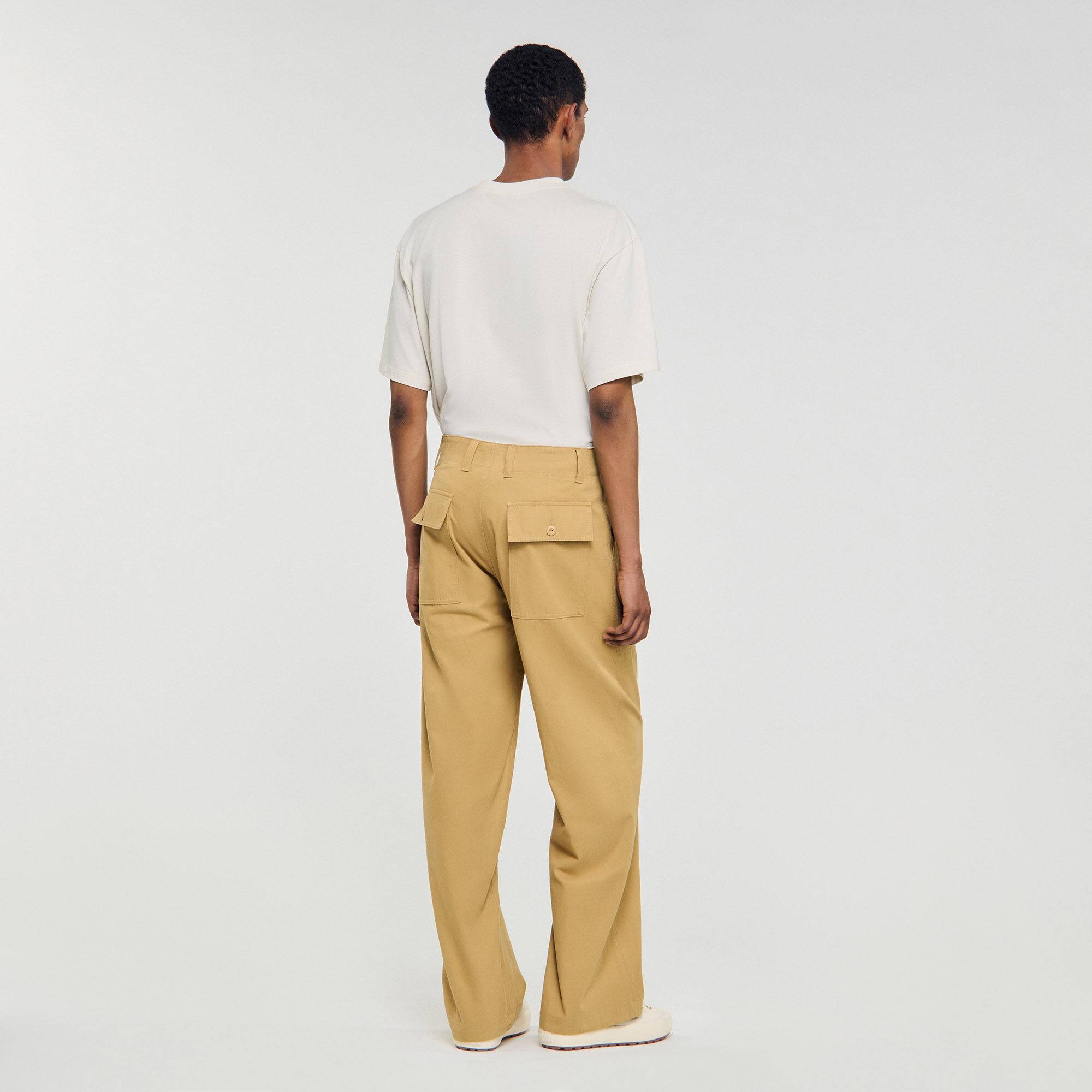 Wide-leg cotton trousers
