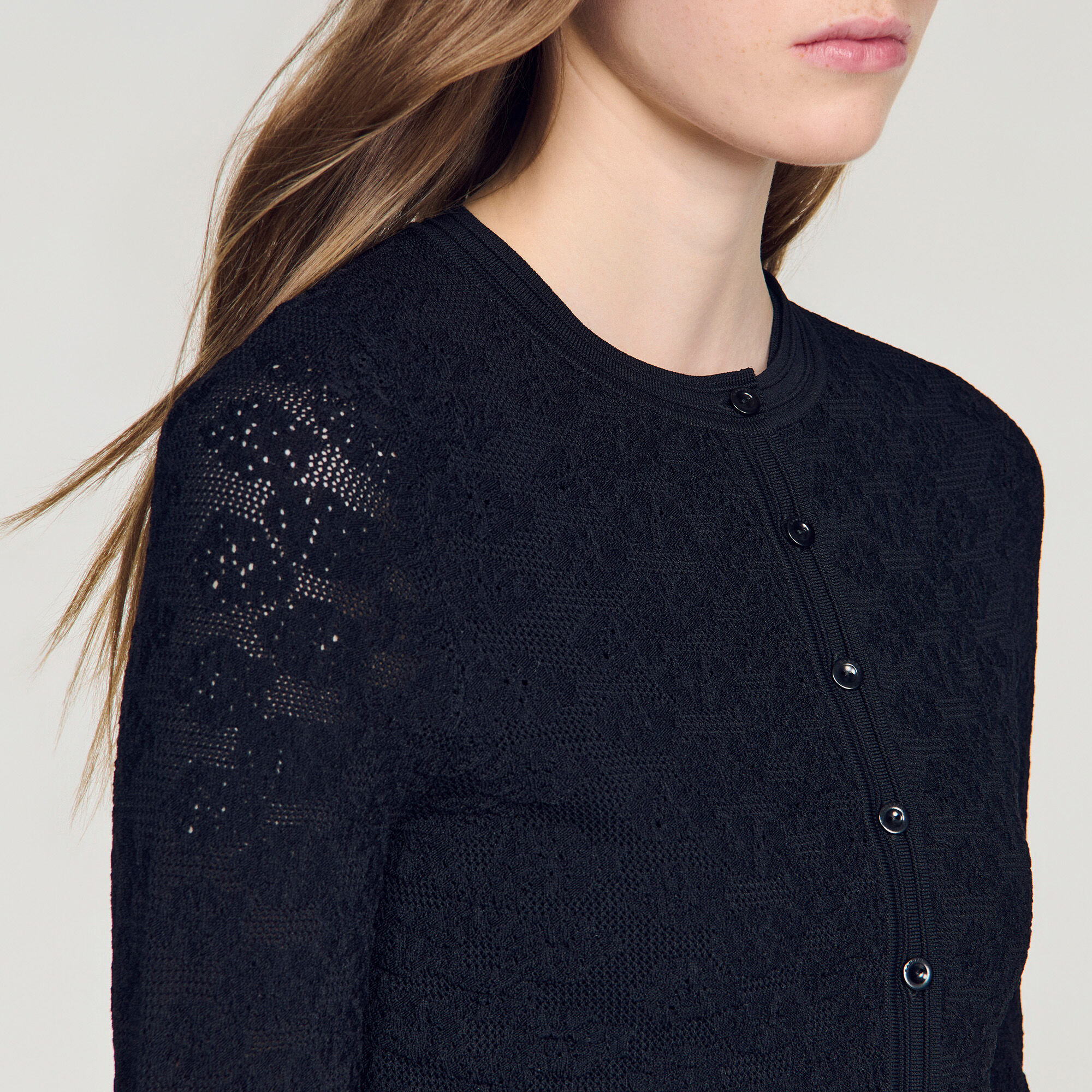 Decorative pointelle cardigan