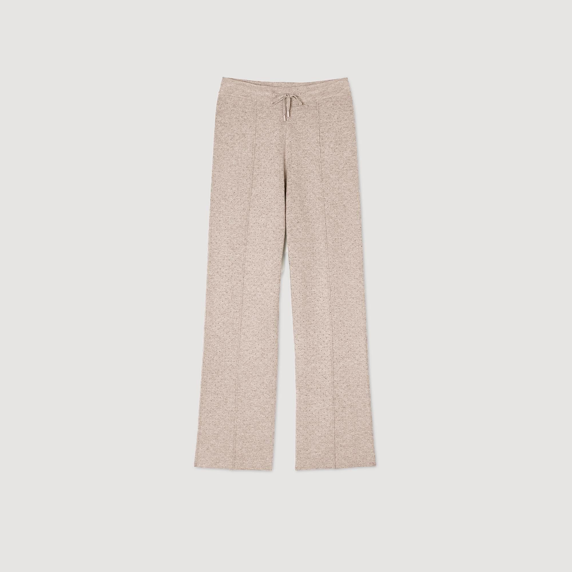 Knit rhinestone-covered trousers