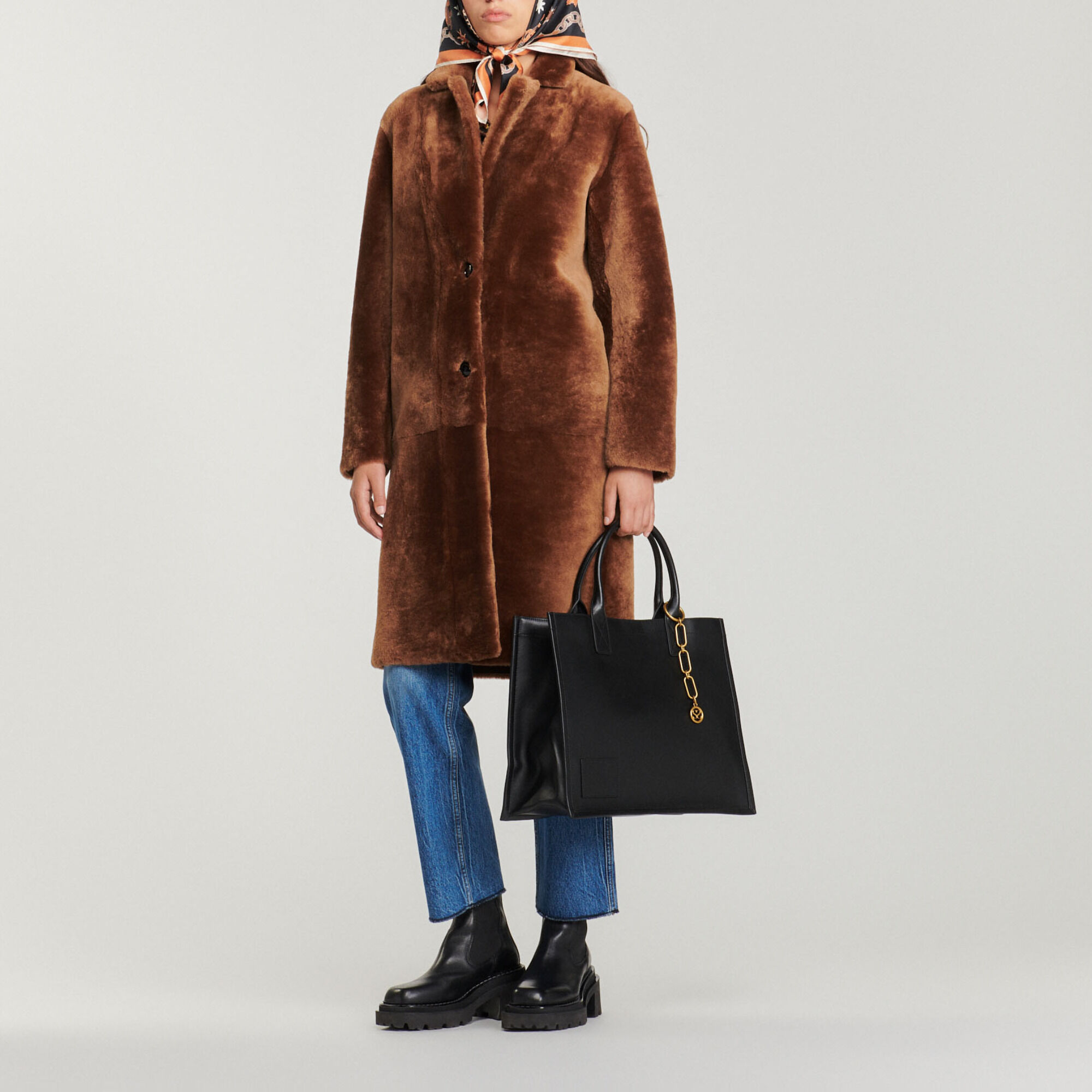 Sandro sheepskin coat sale