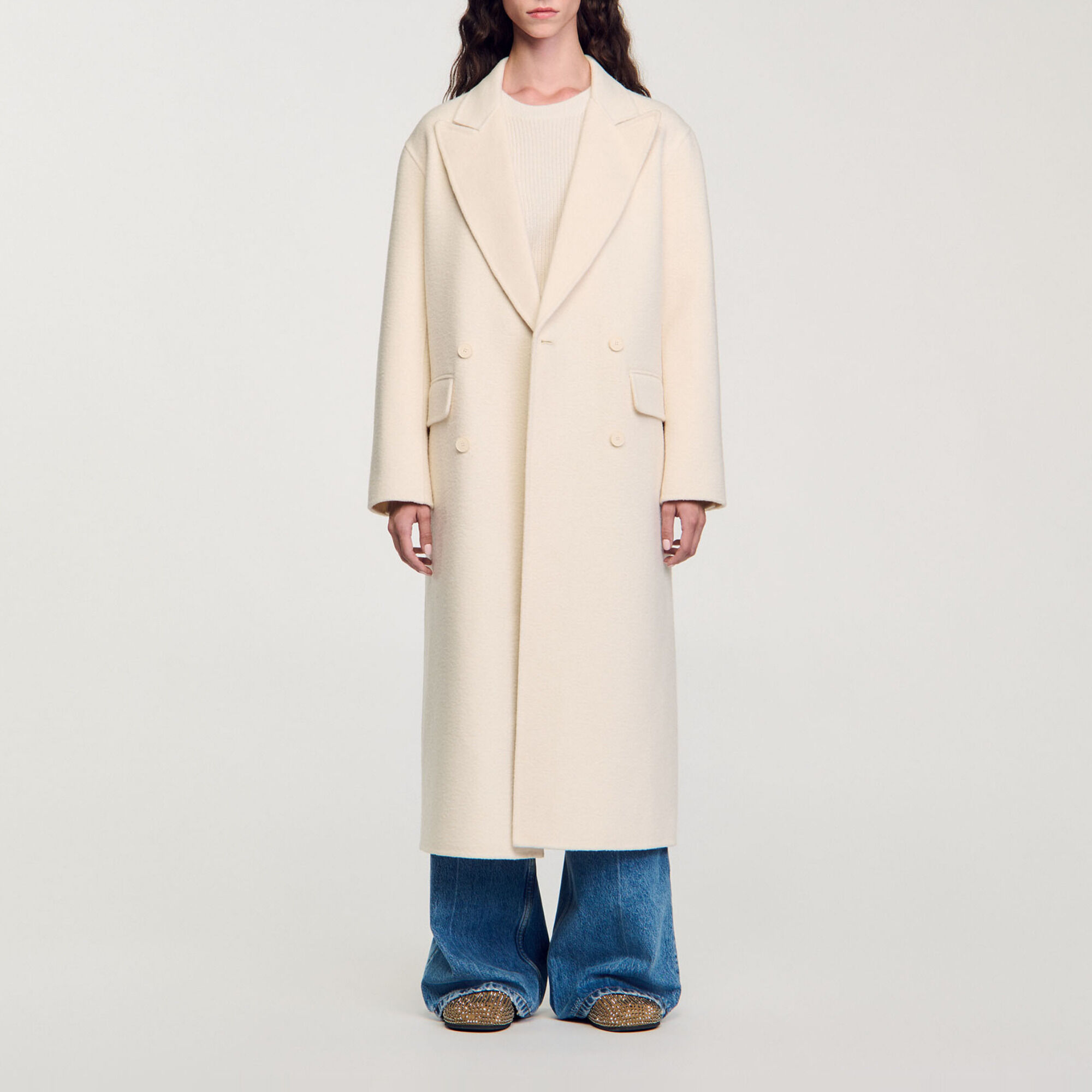 Long wool-blend coat