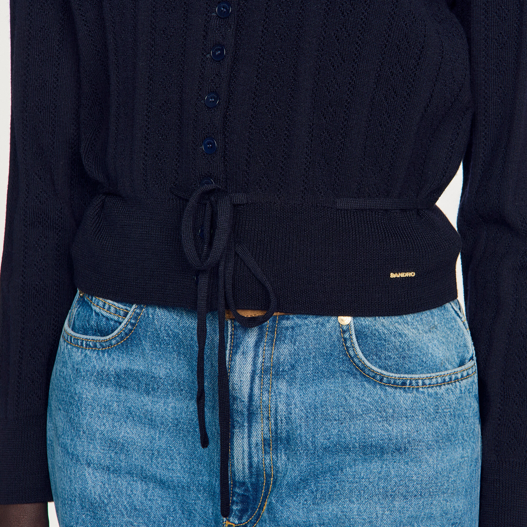 Pointelle knit cardigan