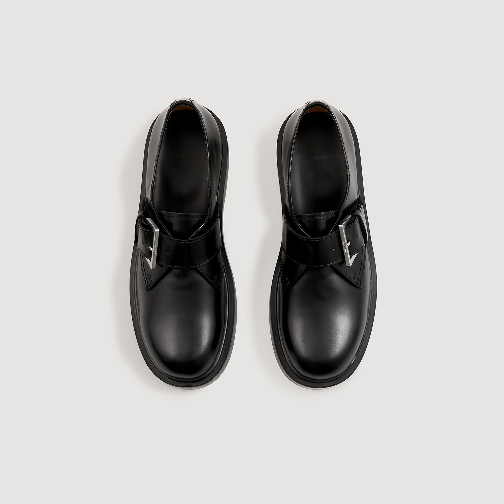 Glazed leather derbies