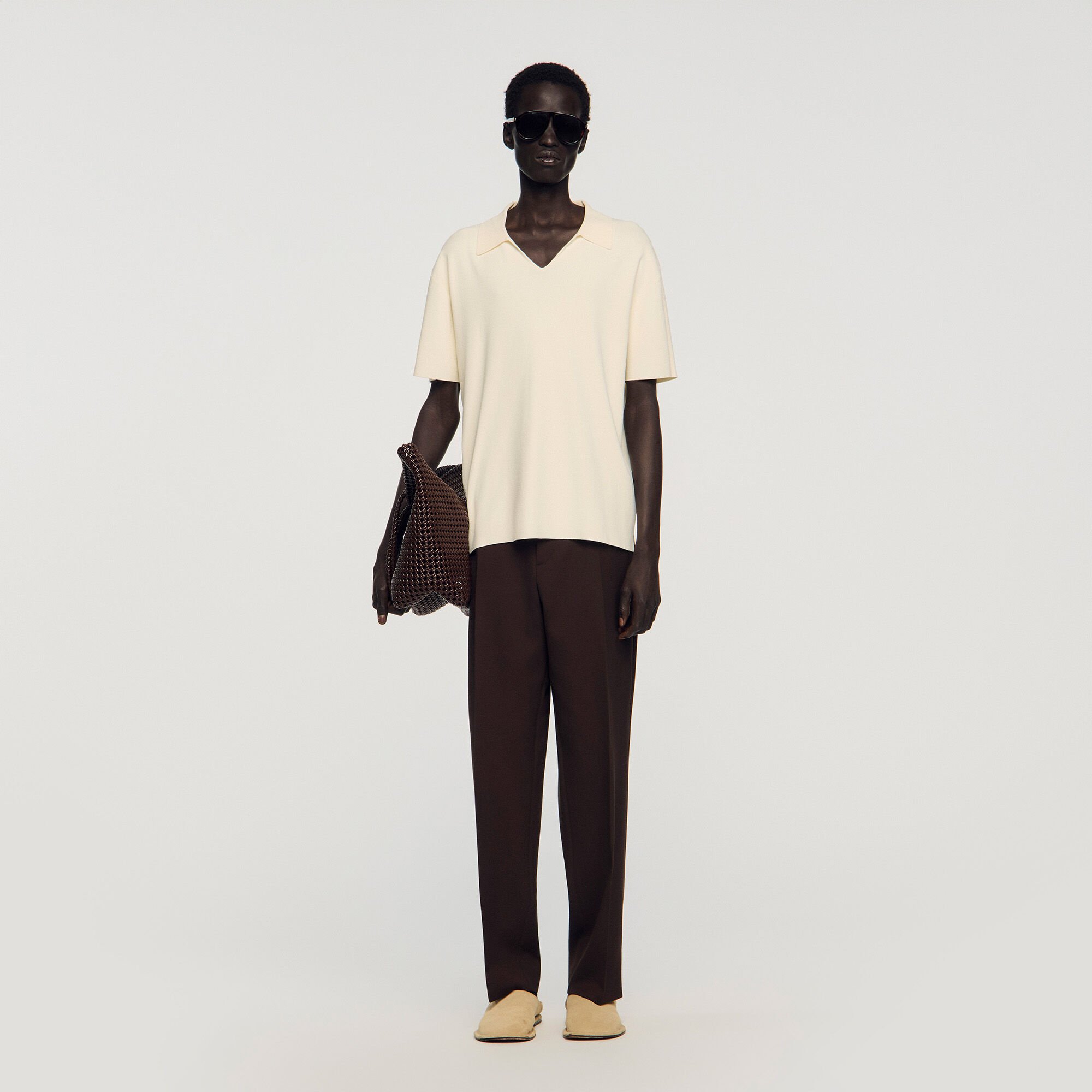 Stretch knit polo shirt