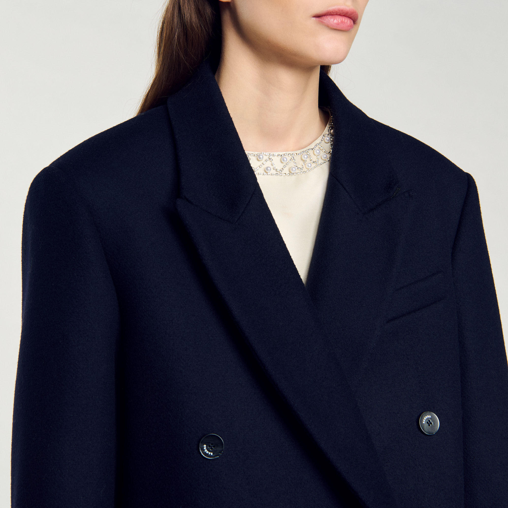 Long wool-blend coat