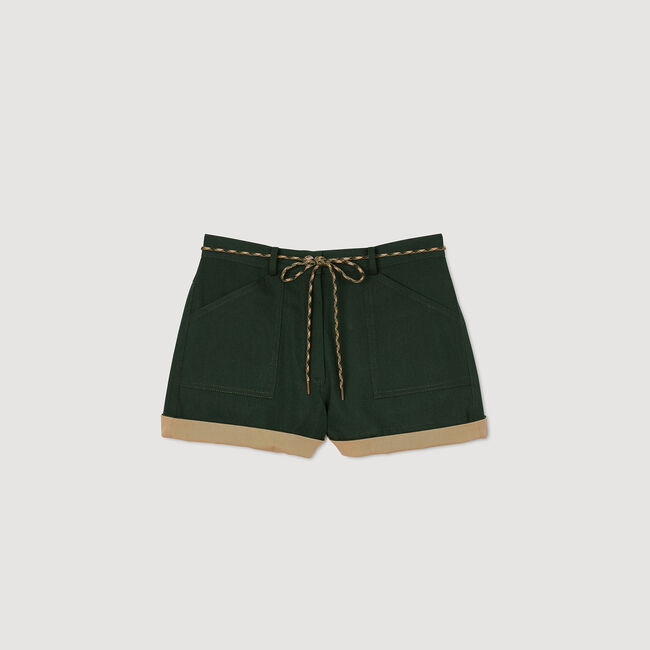 Two-tone drawstring waist shorts
