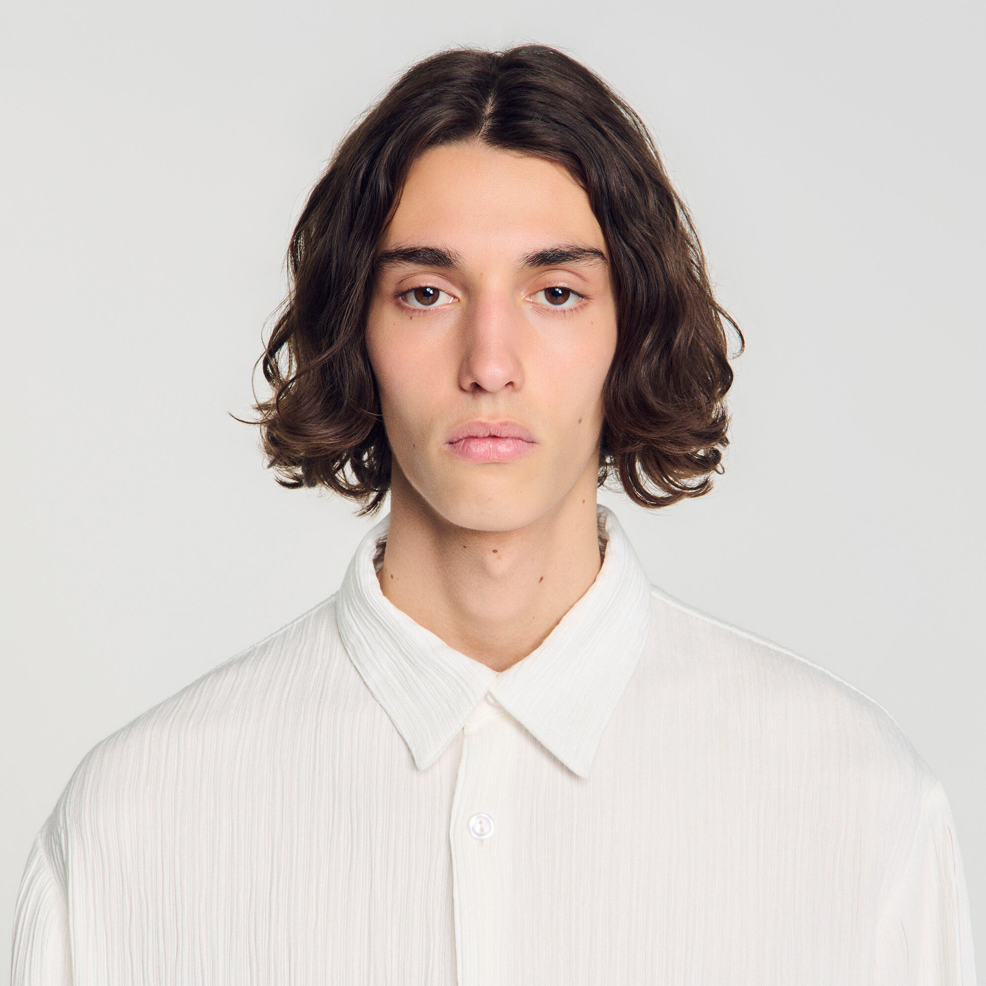 Crinkled loose-fit shirt