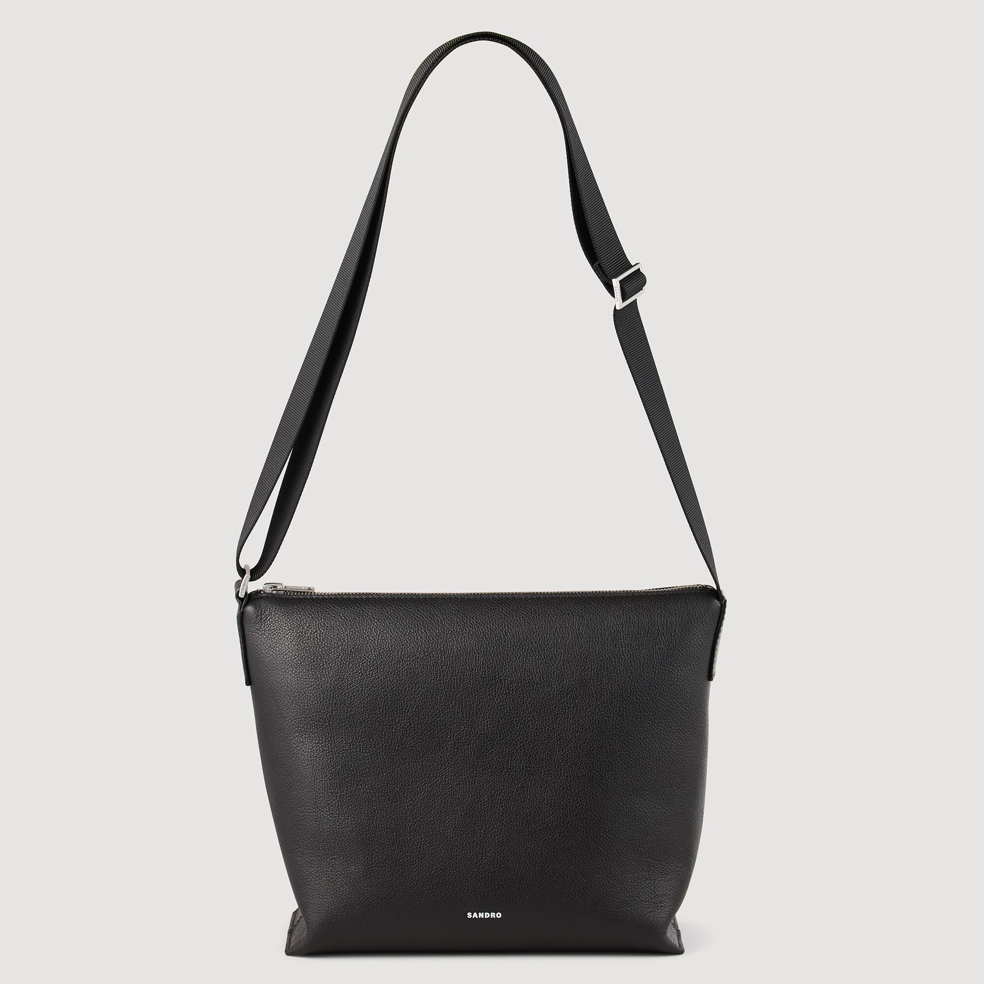 Grained leather satchel