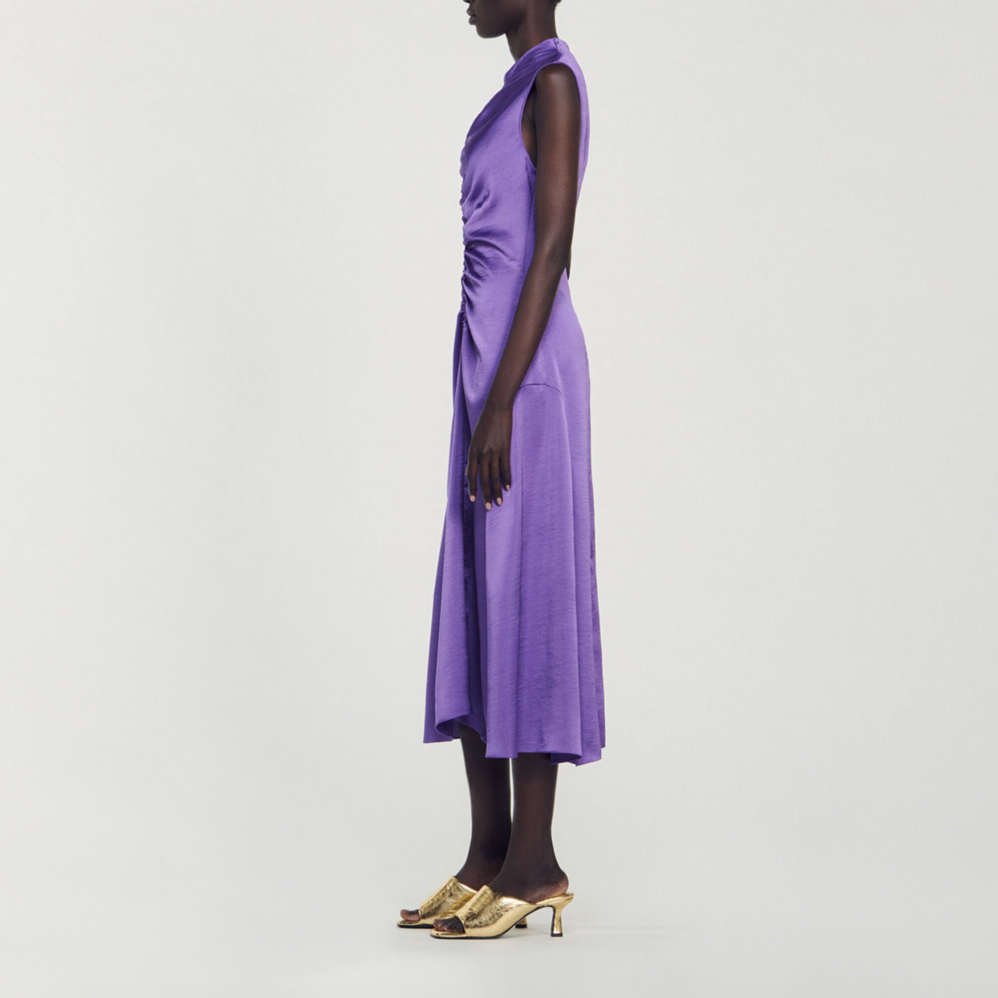 Satin-finish midi dress