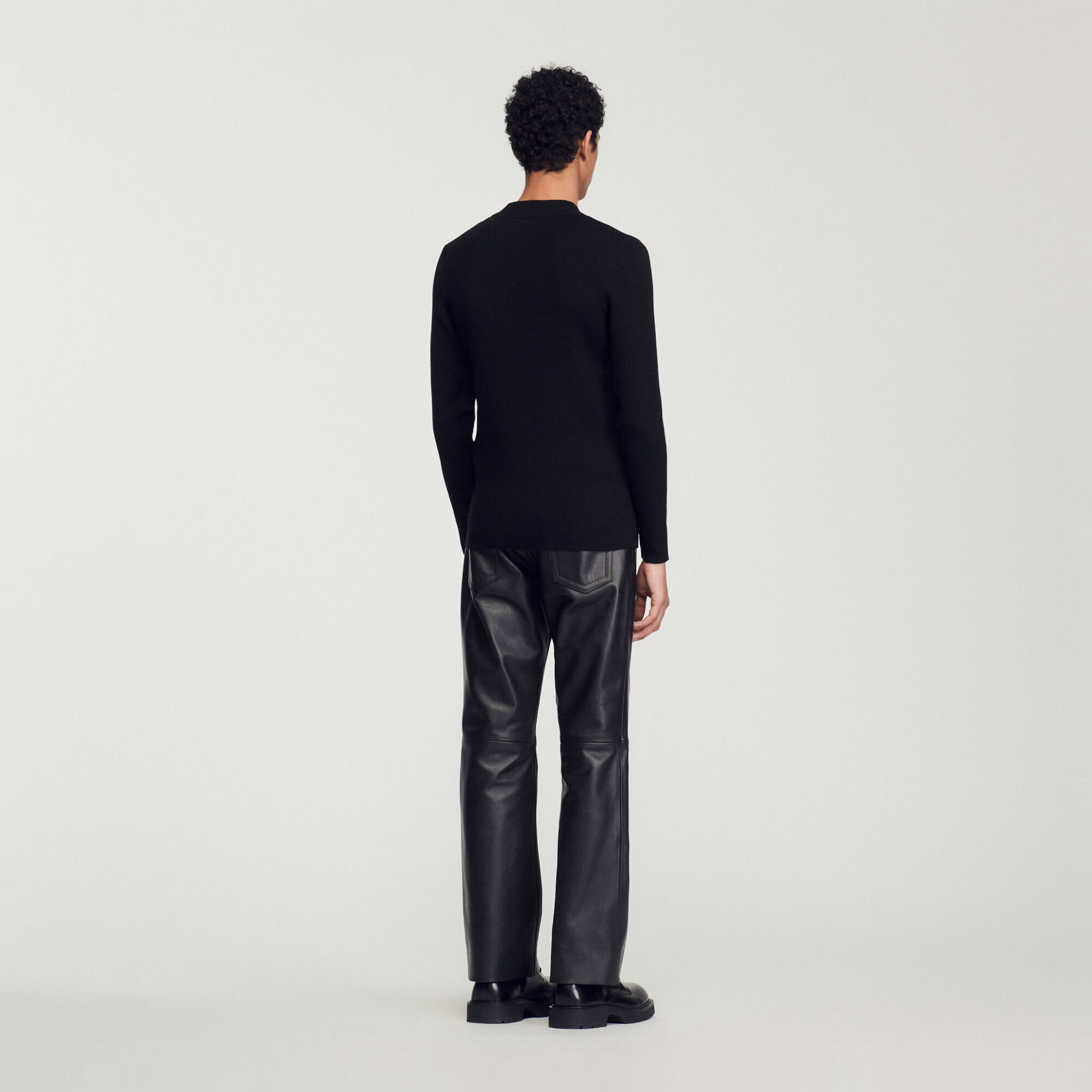 Rib knit crew neck jumper