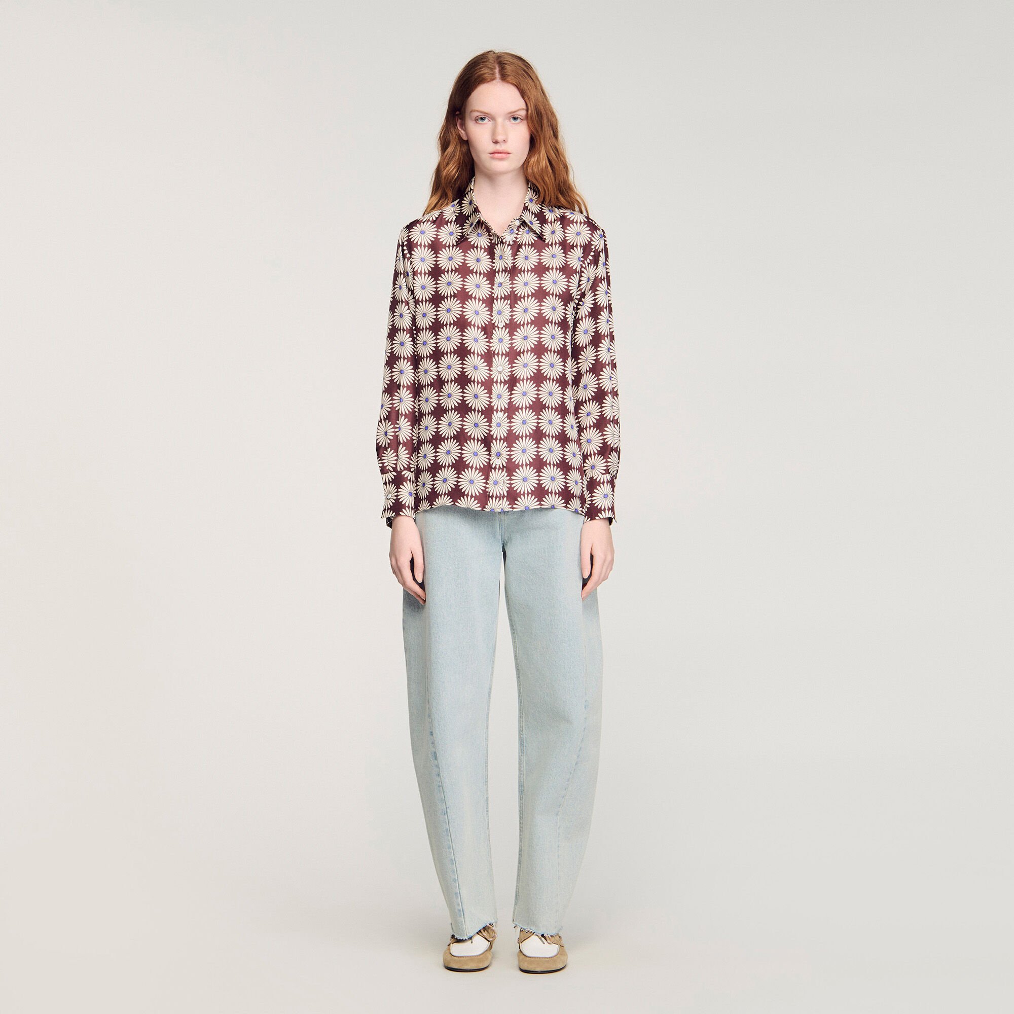 Floral print silk shirt