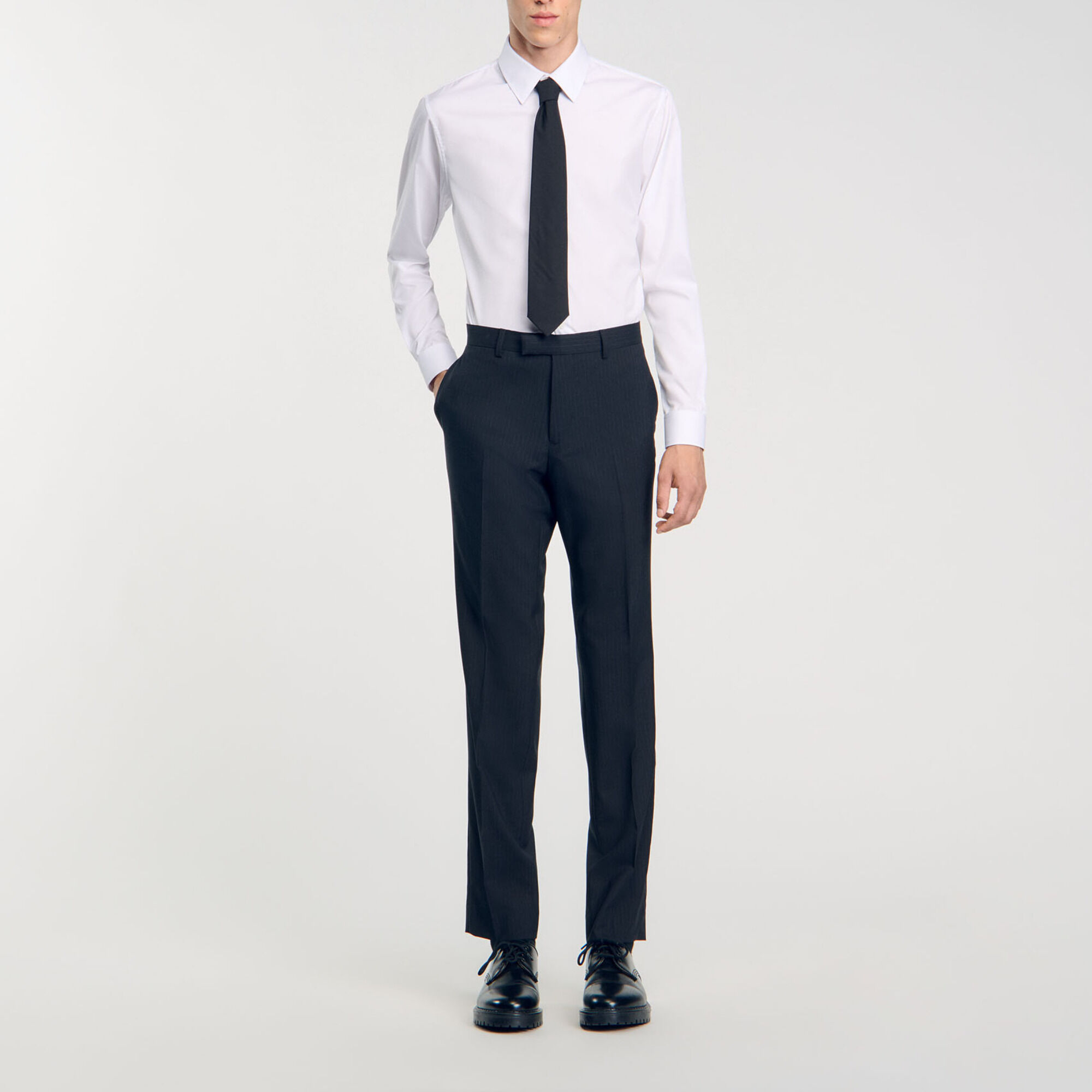 Chalk-striped suit trousers