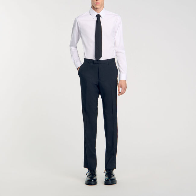 Chalk-striped suit trousers