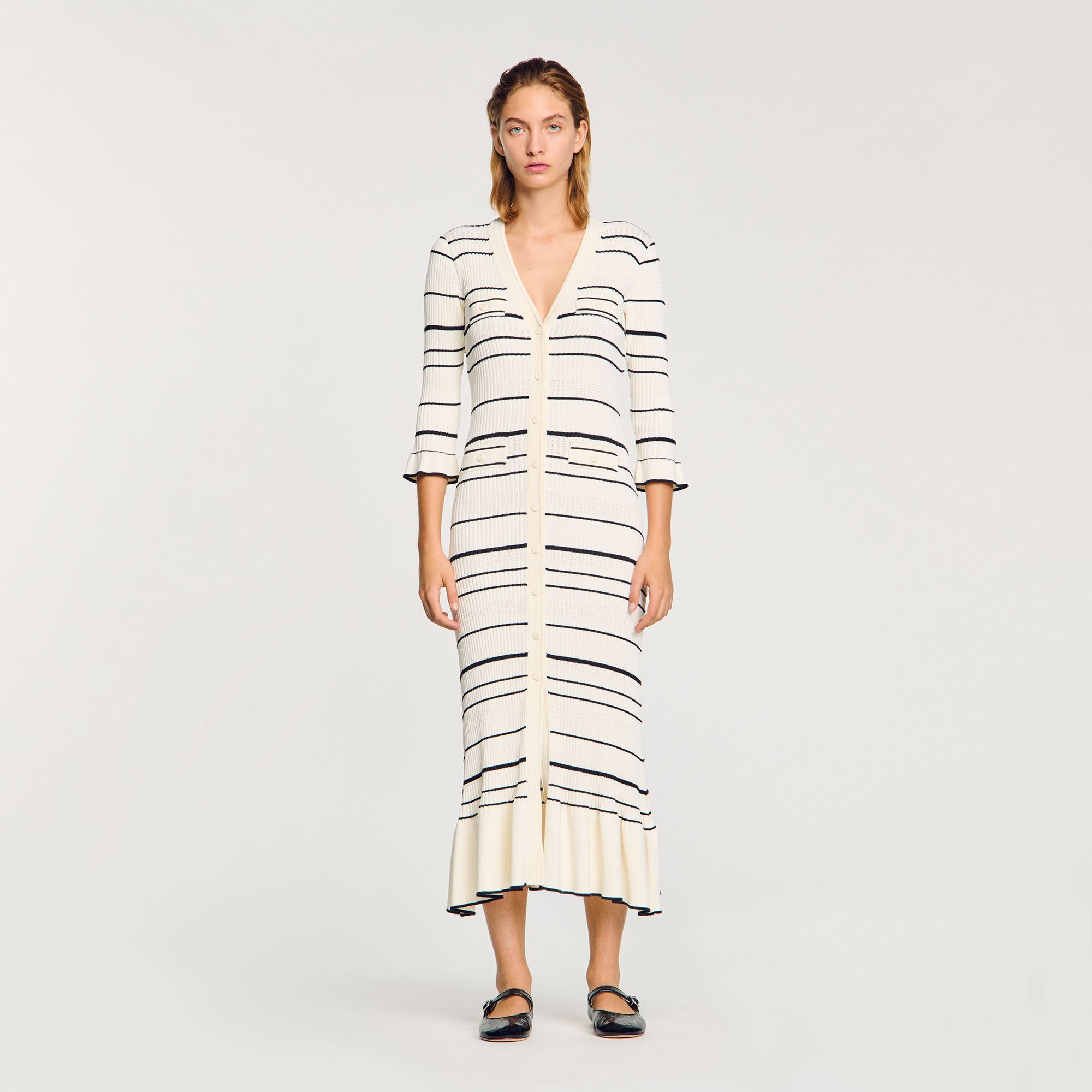 Stripy knit maxi dress