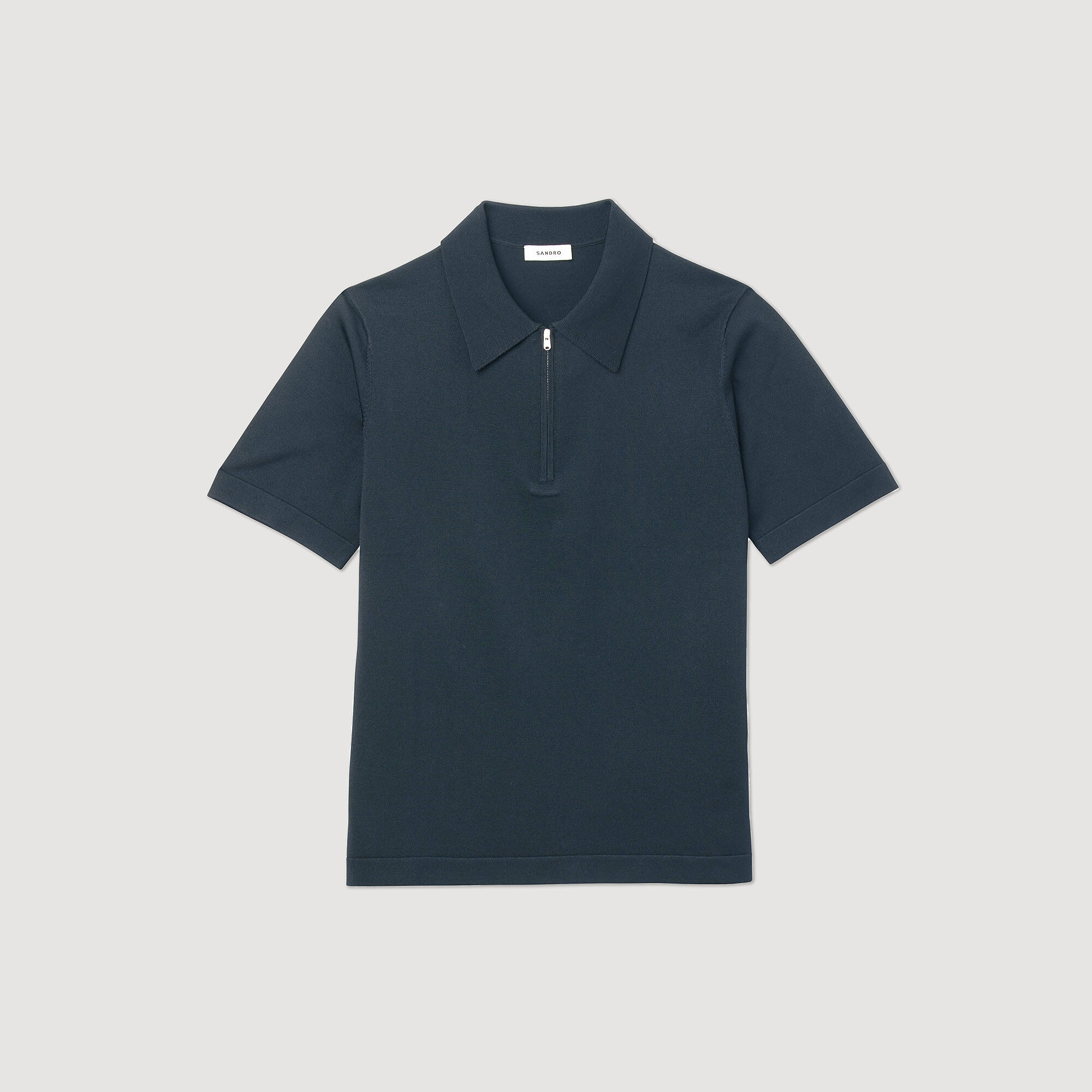 Knitted polo shirt with zip collar
