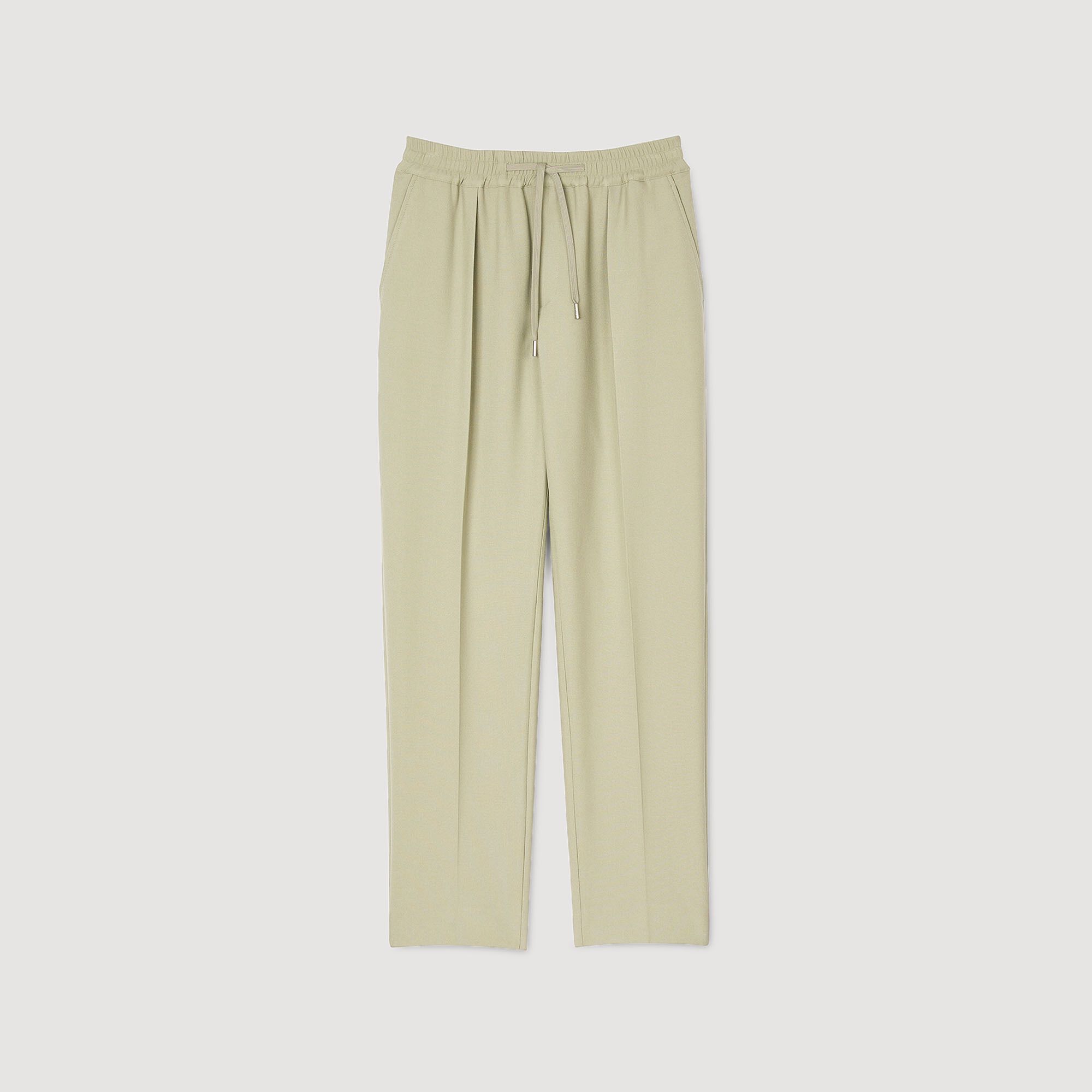 Elasticated straight-leg trousers