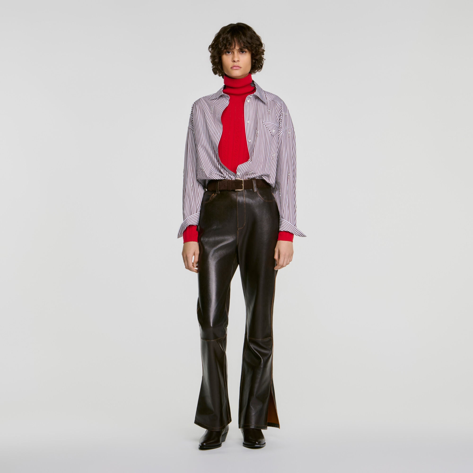 Roll-neck cable knit jumper - Women | Sandro