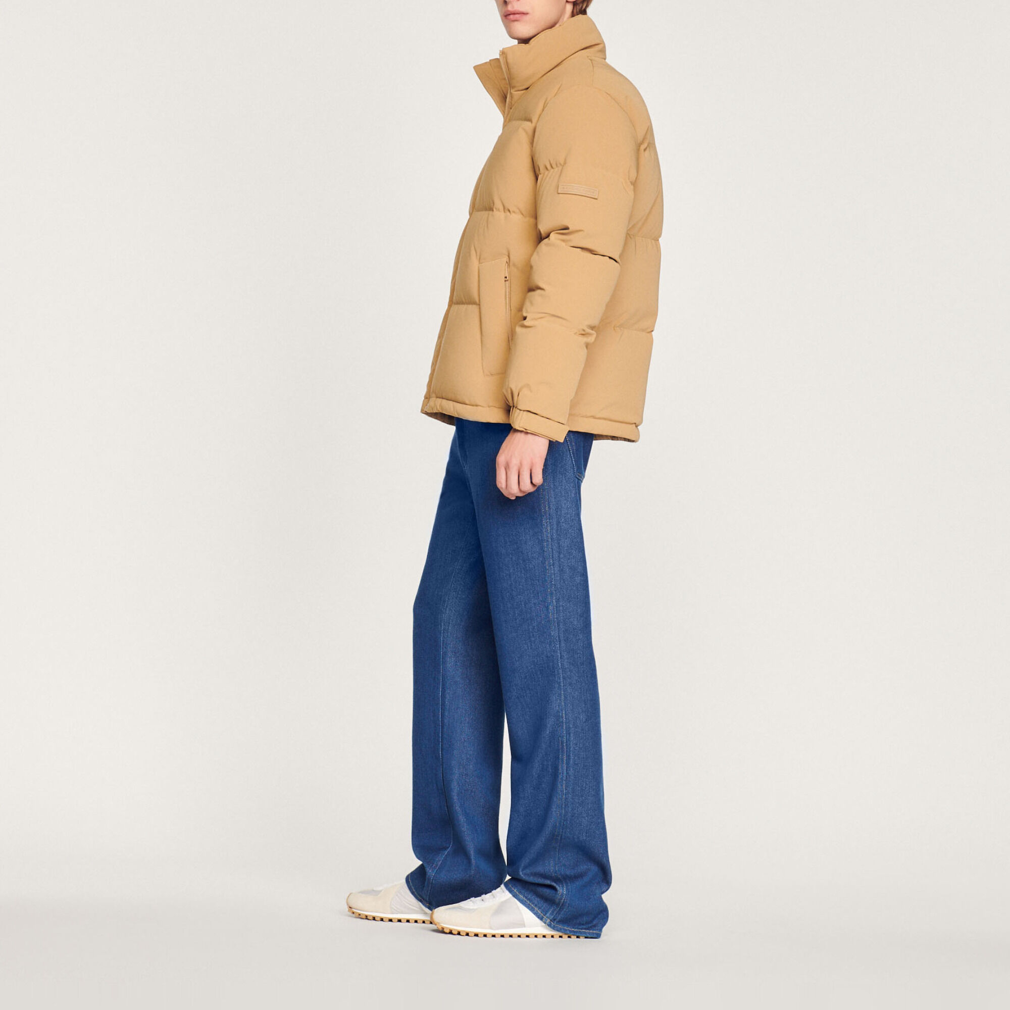 Oversized technical fabric padded jacket