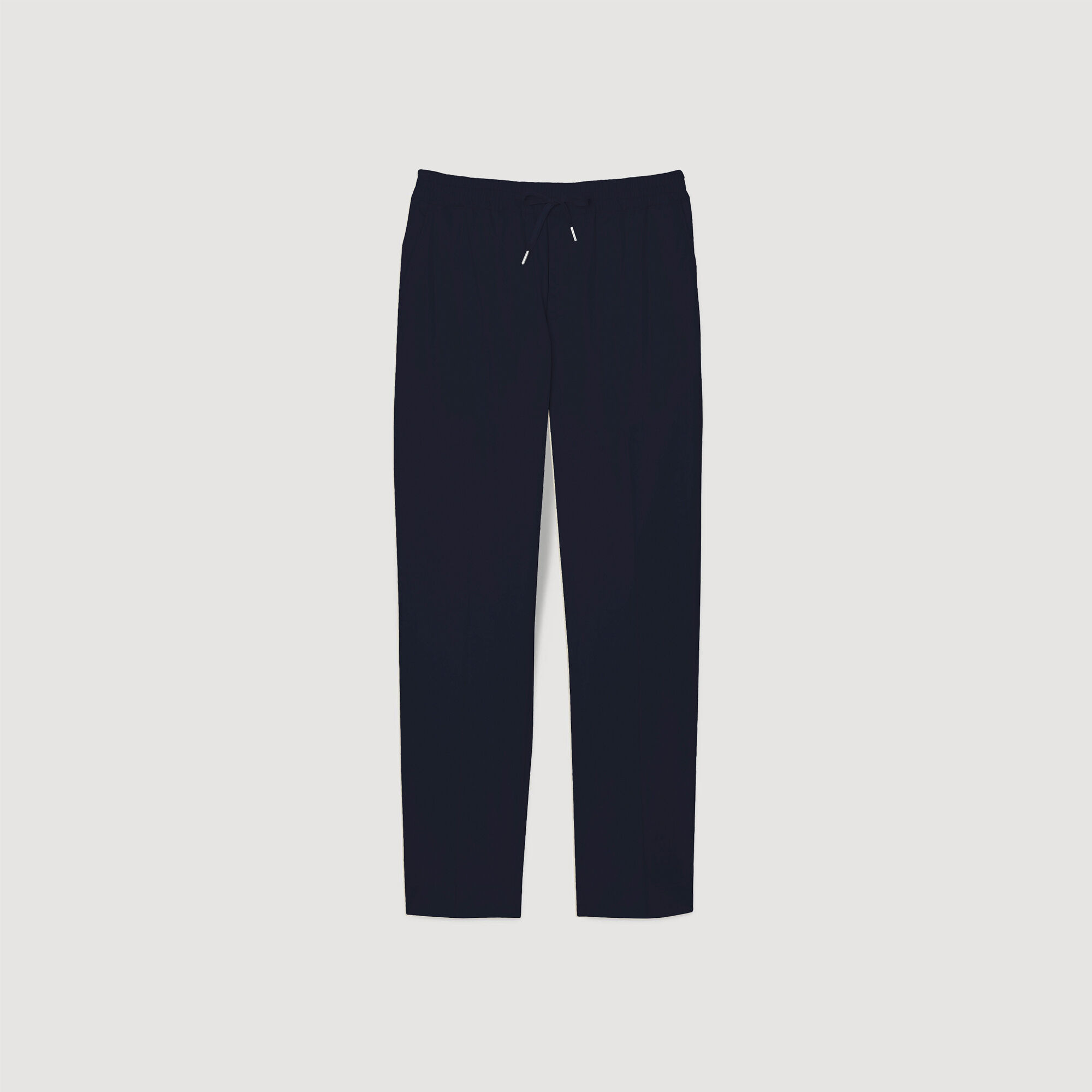 Elasticated straight-leg trousers
