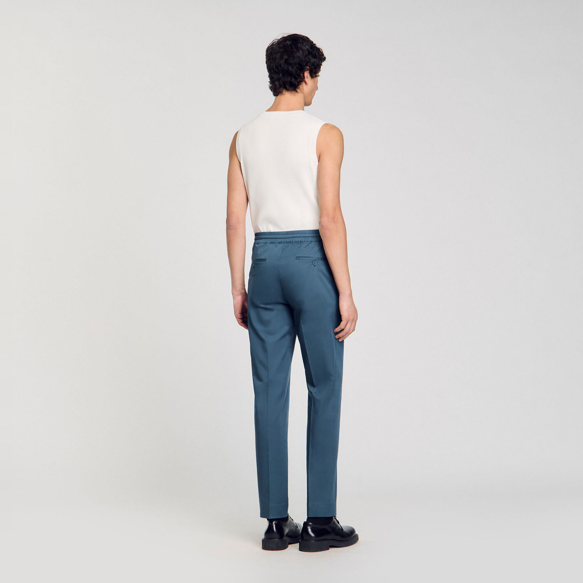 Elasticated straight-leg trousers