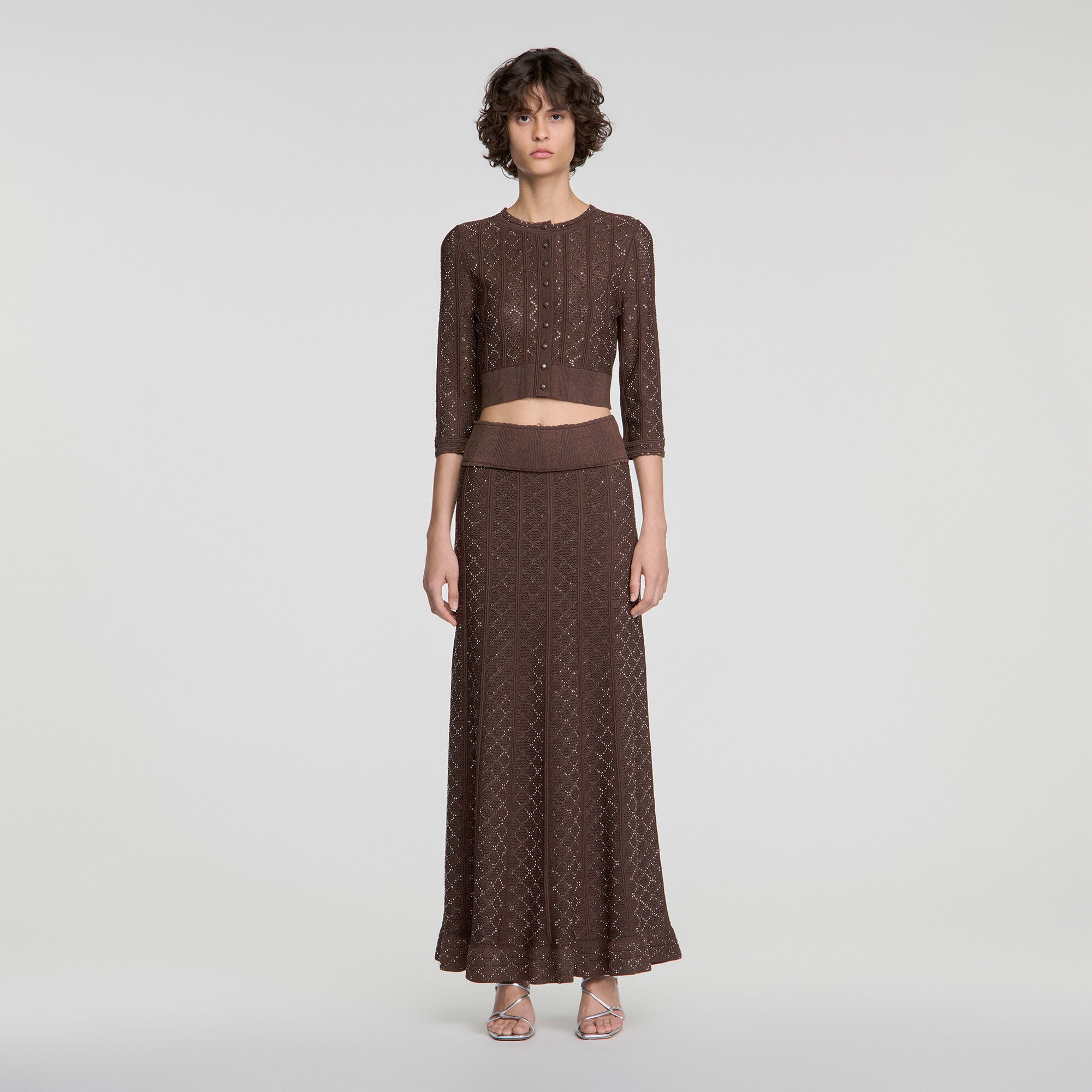 Rhinestone knit maxi skirt - Women | Sandro