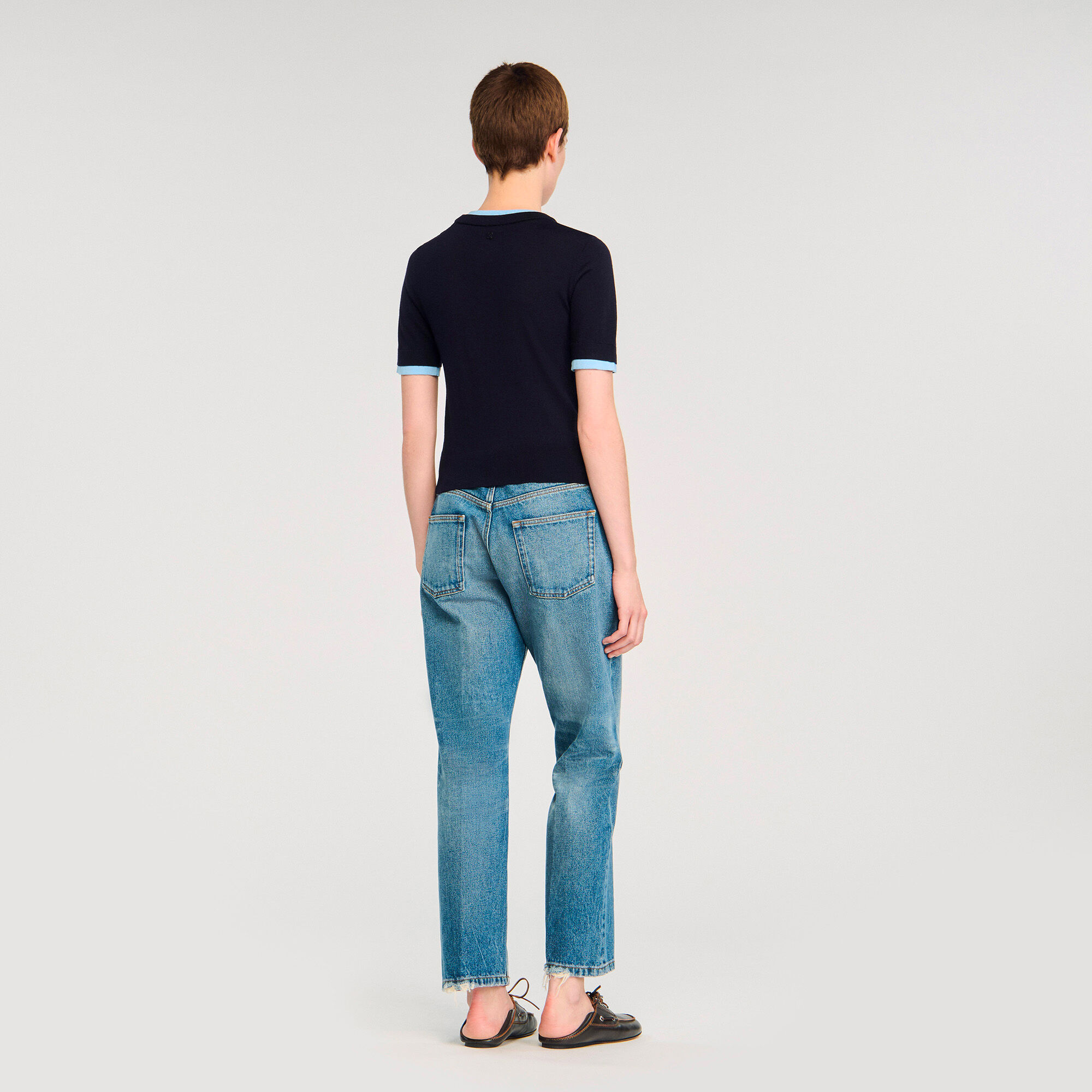 Two-tone cropped jumper