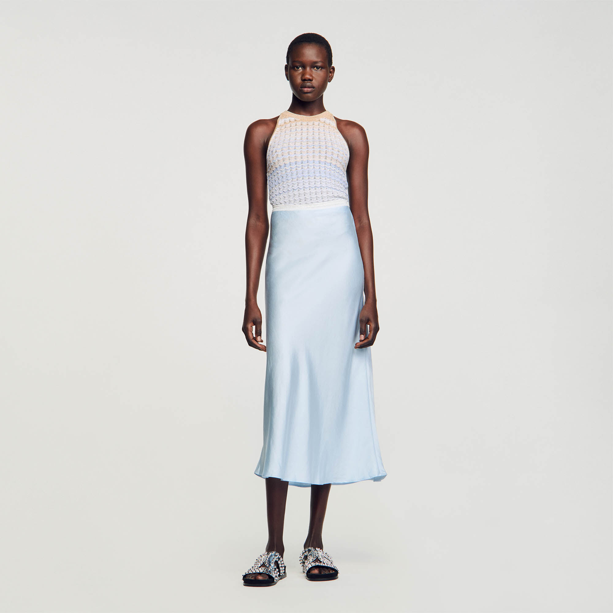 Satin effect skirt top