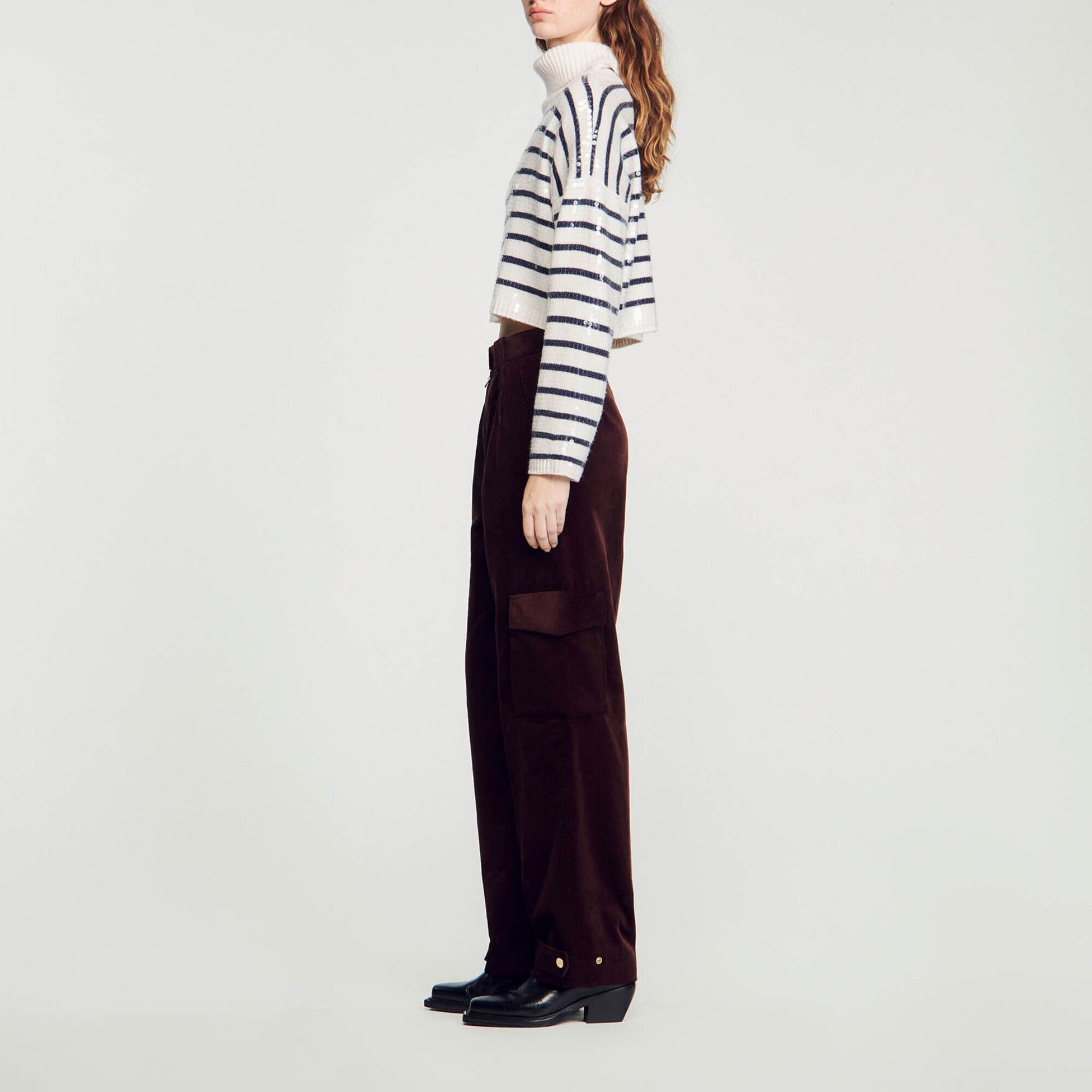 Velvet cargo trousers