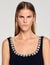 Short dress with rhinestone neck