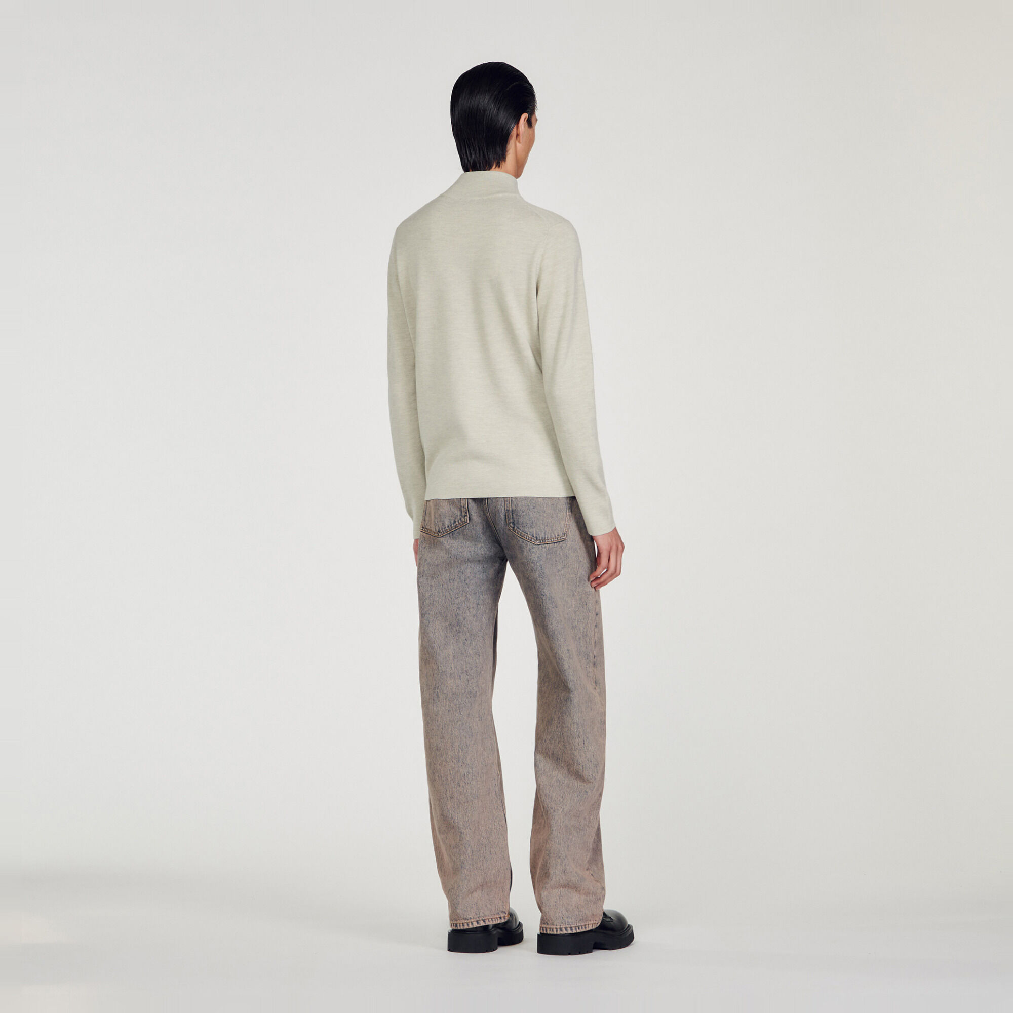 Wool jumper with zip collar